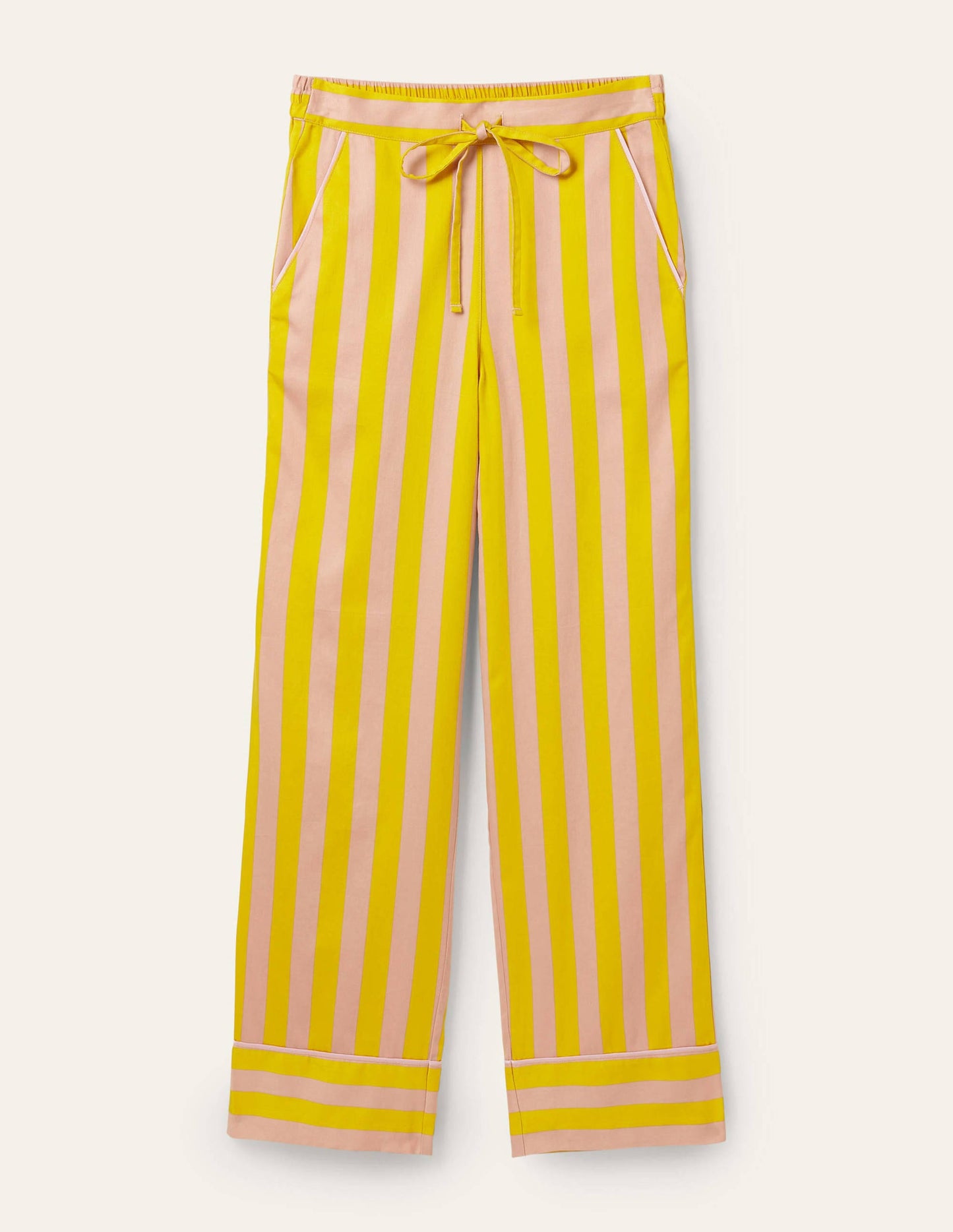 Cotton Pyjama Trousers-Milkshake and Wasp Stripe