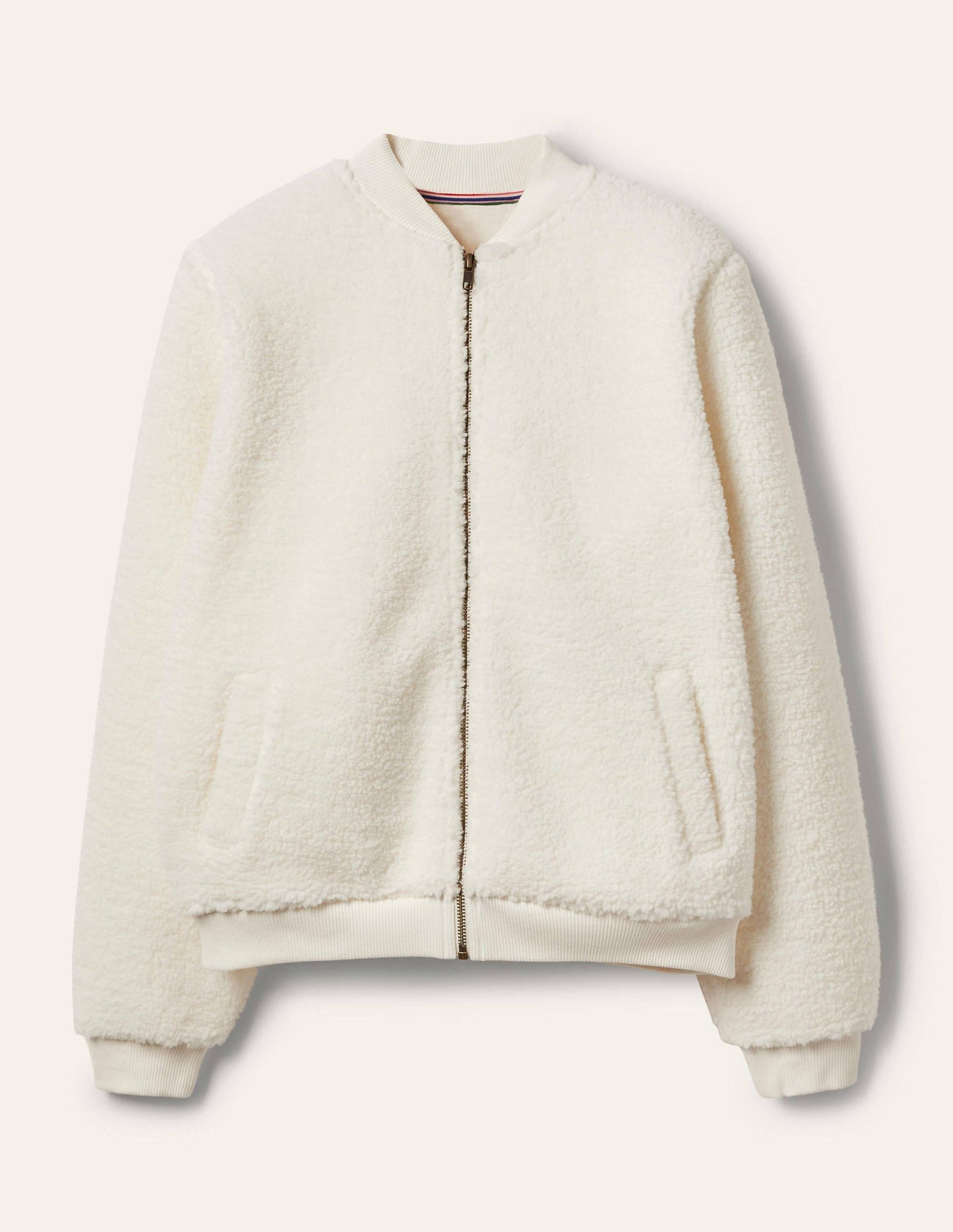 Teddy Zip-Through Jacket-Ivory