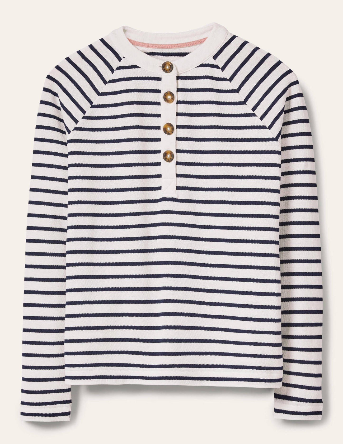 Mariner Henley Top-Ivory/Navy