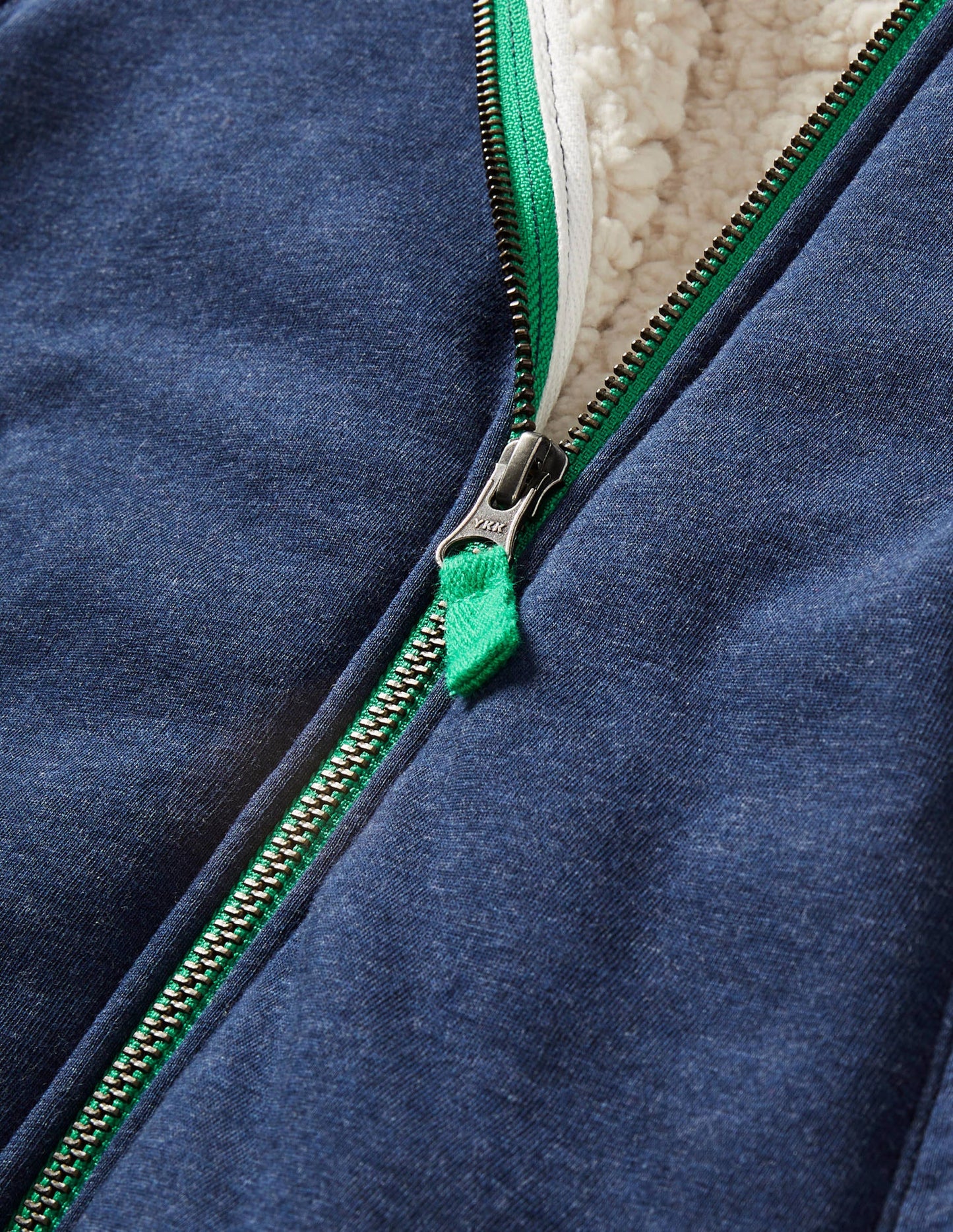 Borg-lined Zip-up Hoodie-Blue Marl