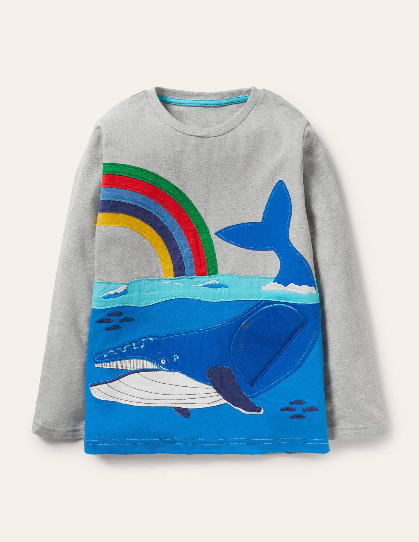 Double Flap Animal T-shirt-Grey Marl Whale