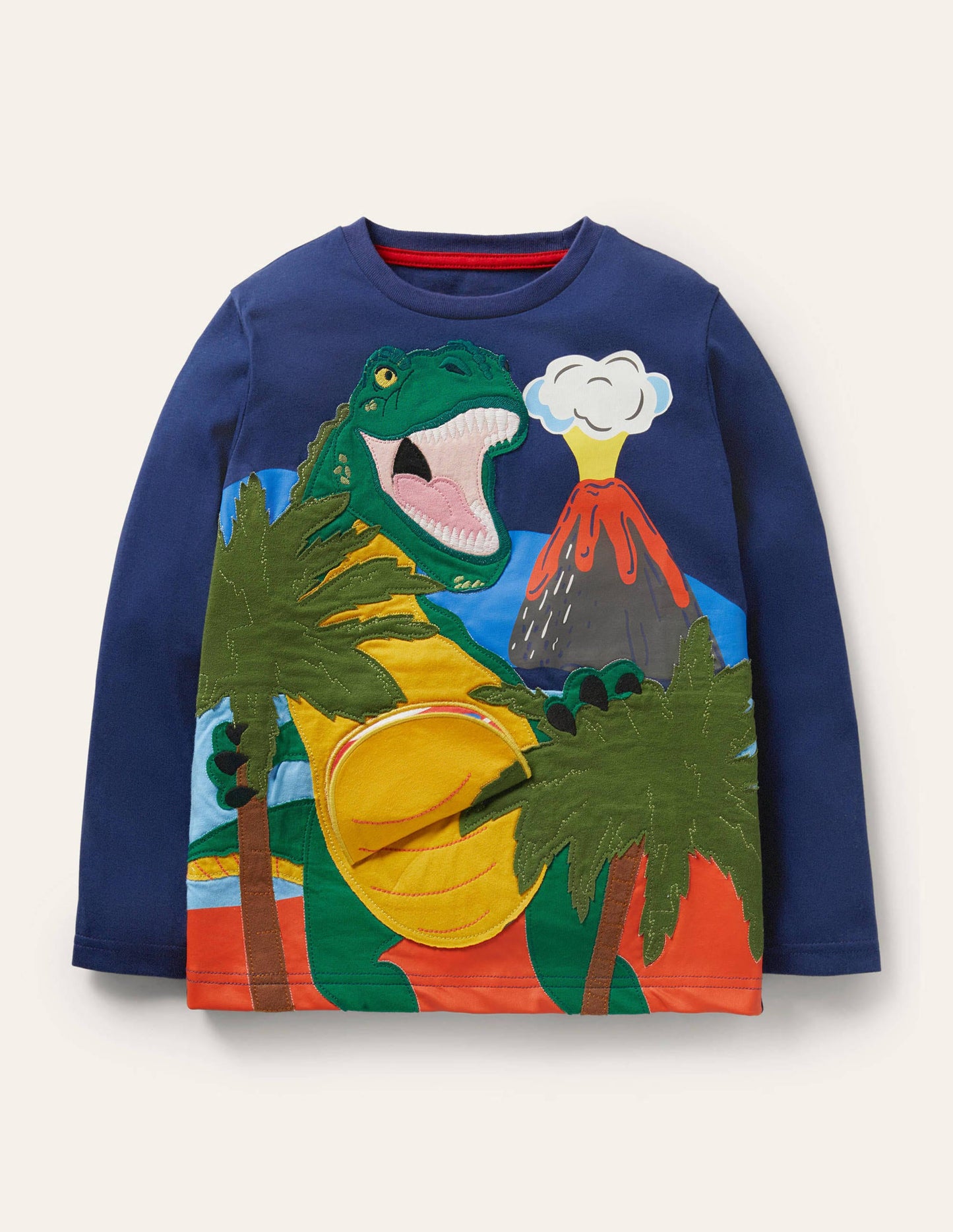 Double Flap Animal T-shirt-Starboard Blue Dinosaur