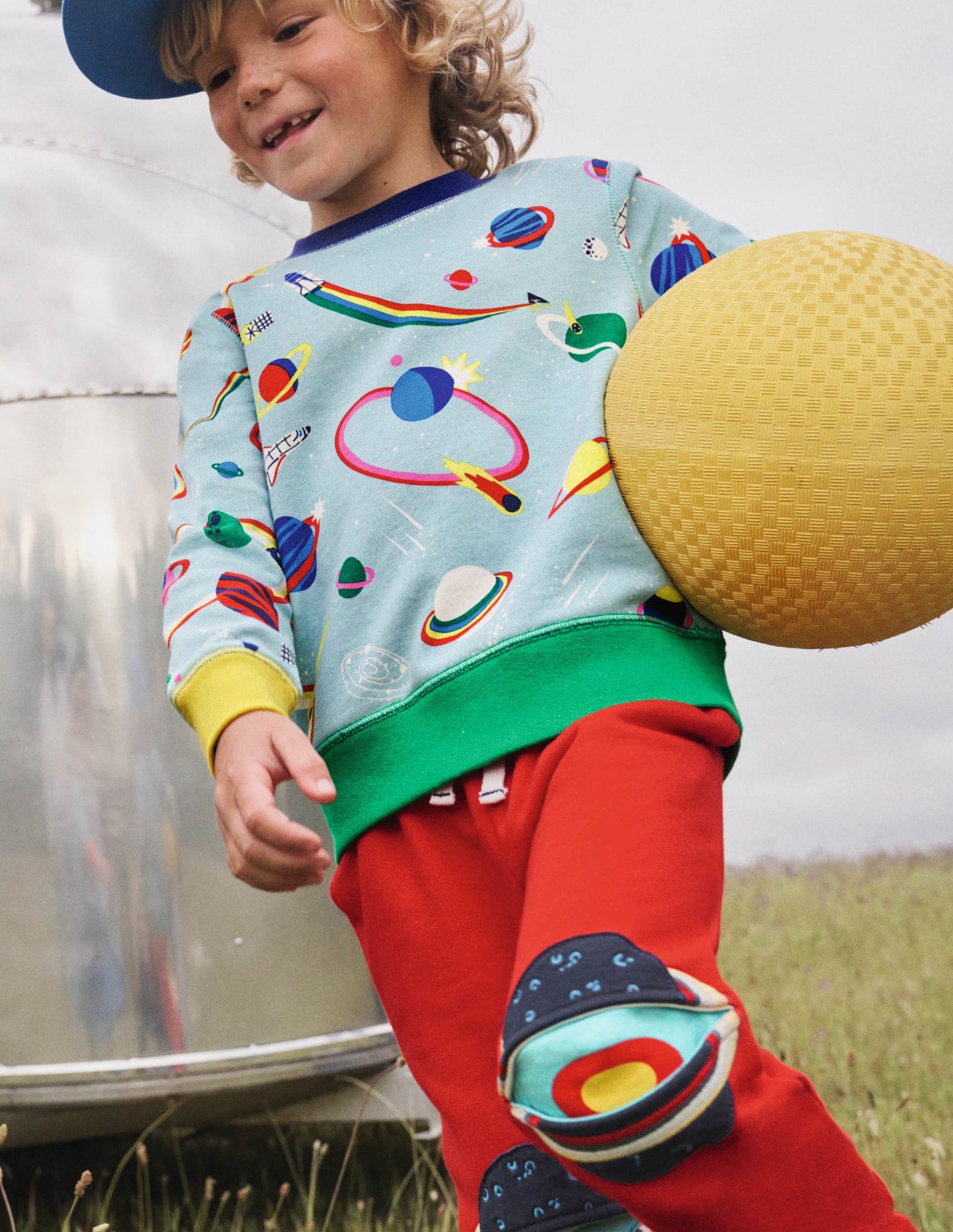 Appliqué Knee Joggers-Fire Red Space