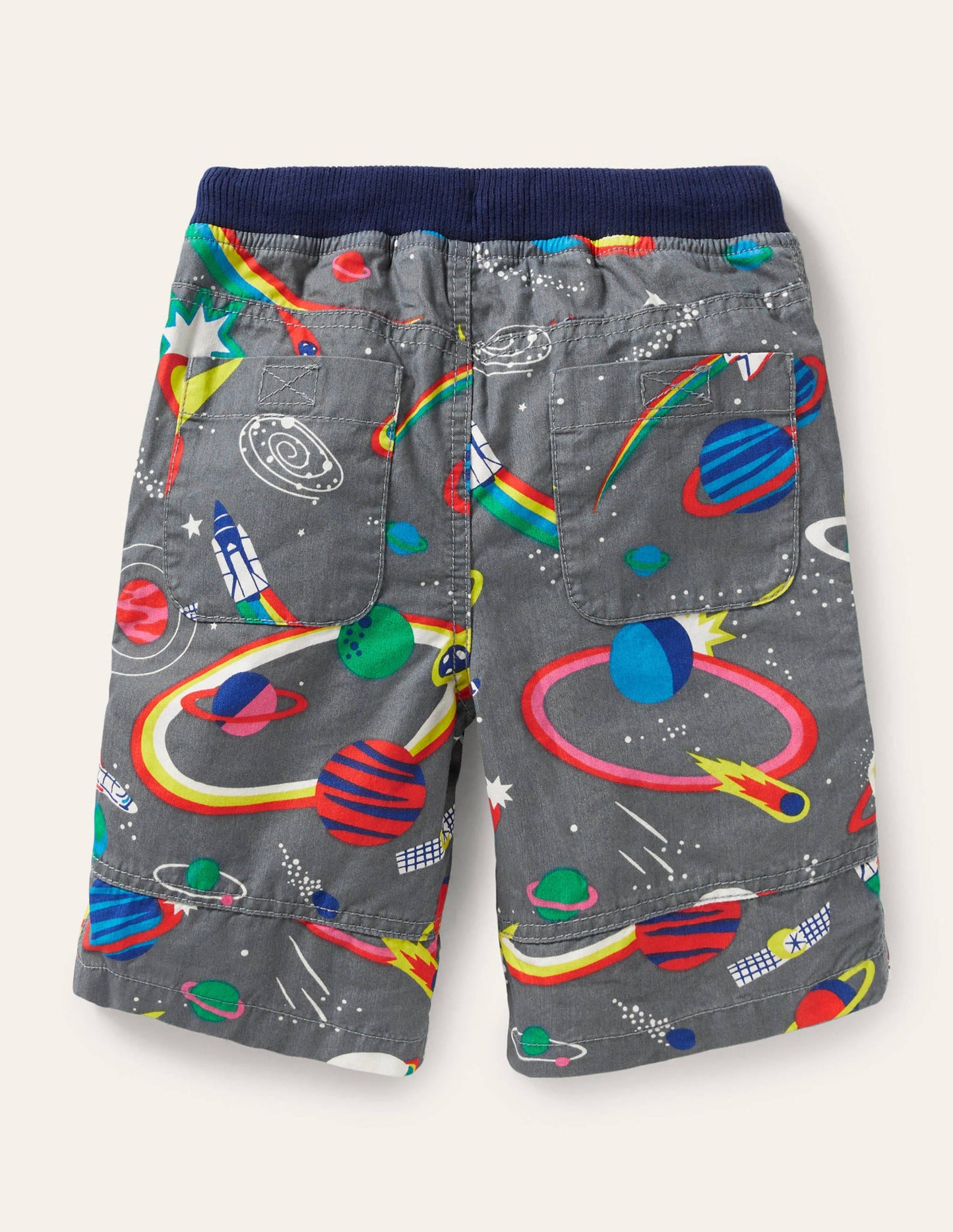 Adventure Shorts-Cobble Grey Rainbow Space