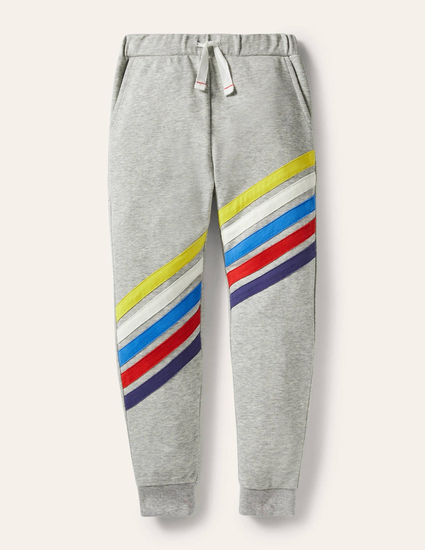 Rainbow Stripe Joggers-Grey Marl