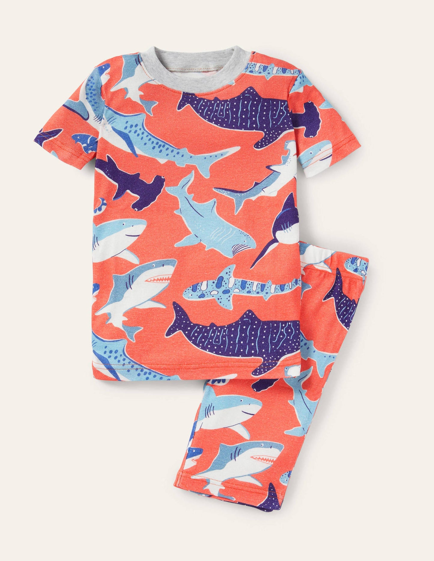 Red Glow-in-the-dark Shark Pyjamas-Soft Red Sharks