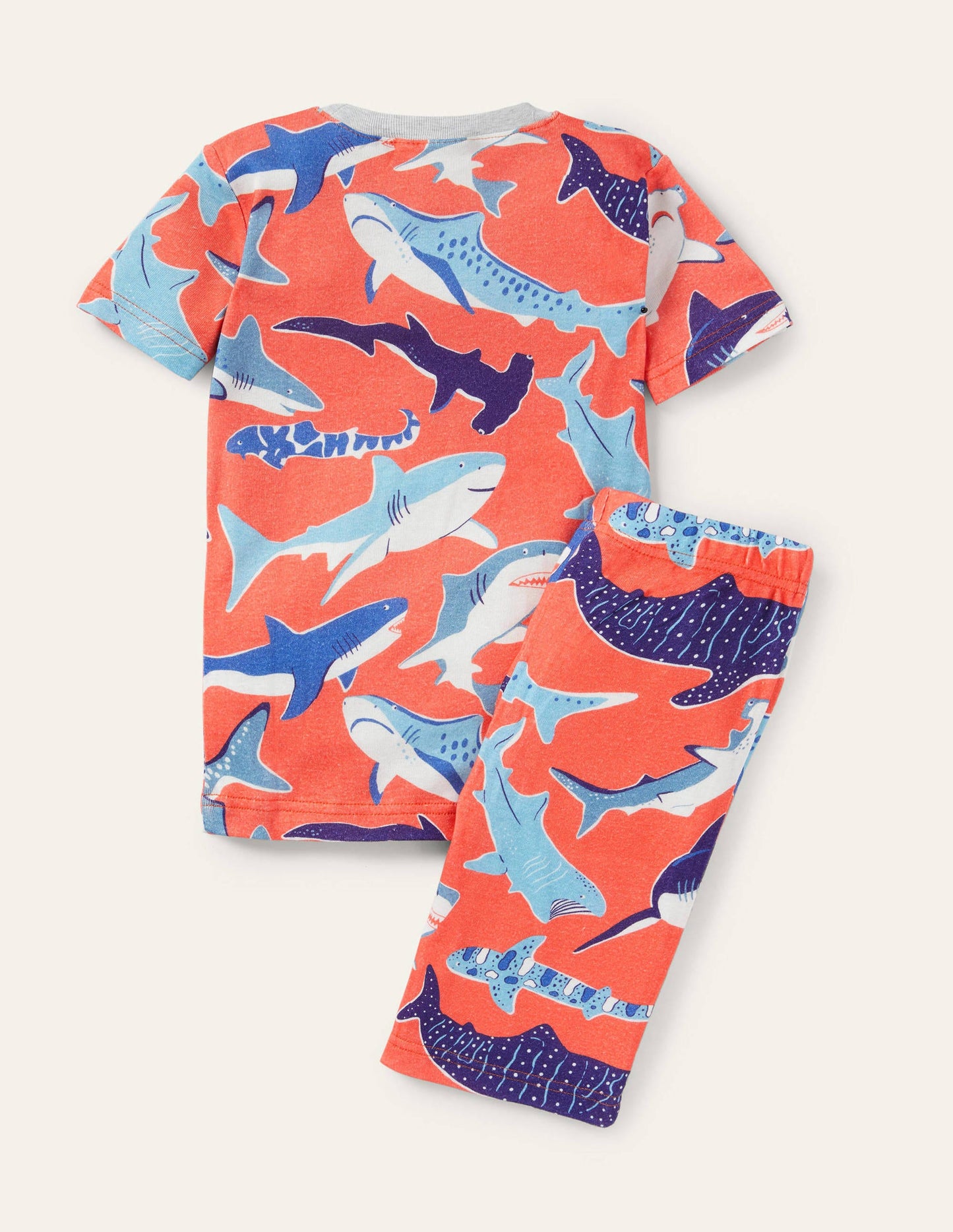 Red Glow-in-the-dark Shark Pyjamas-Soft Red Sharks