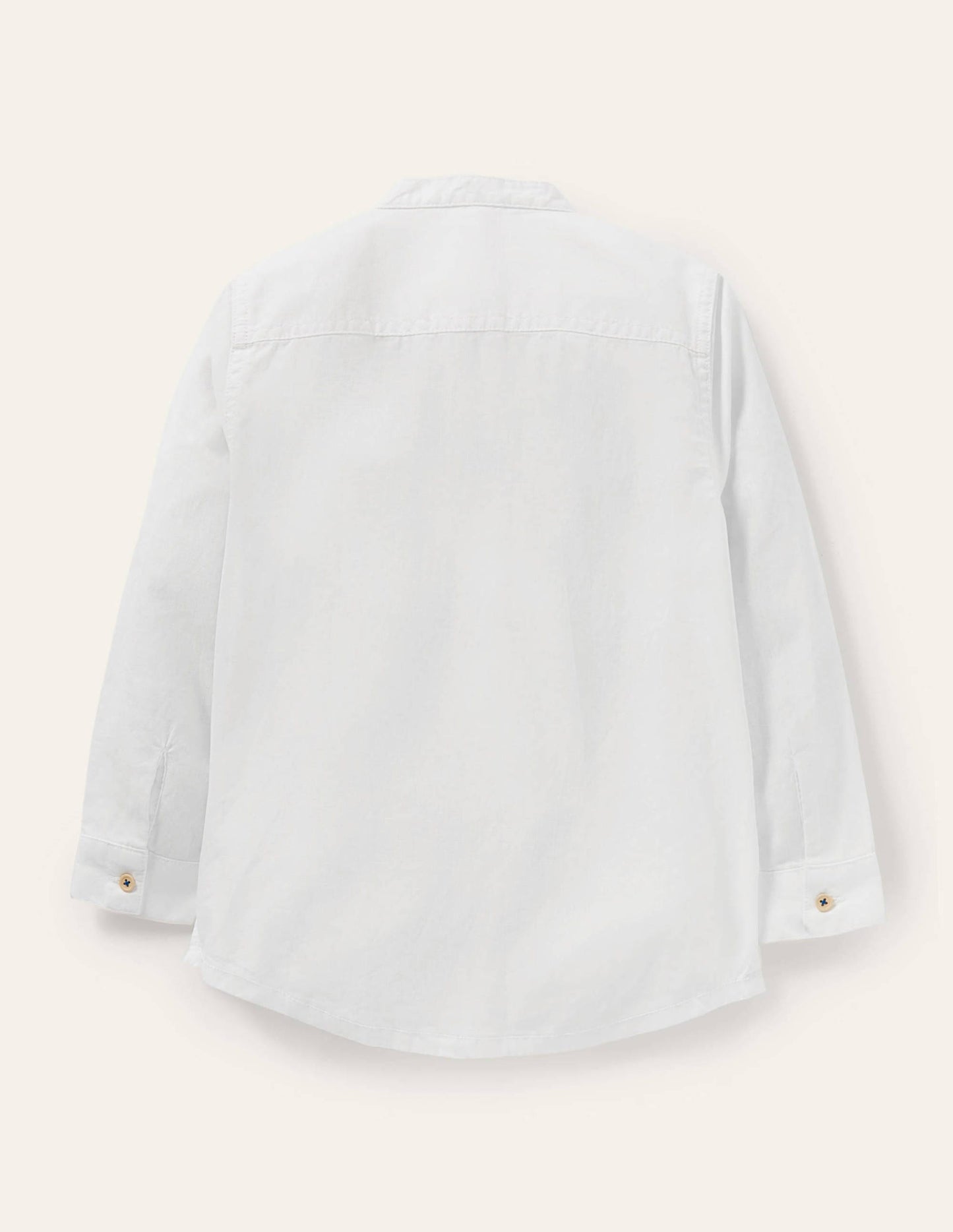 Linen Cotton Grandad Shirt-White