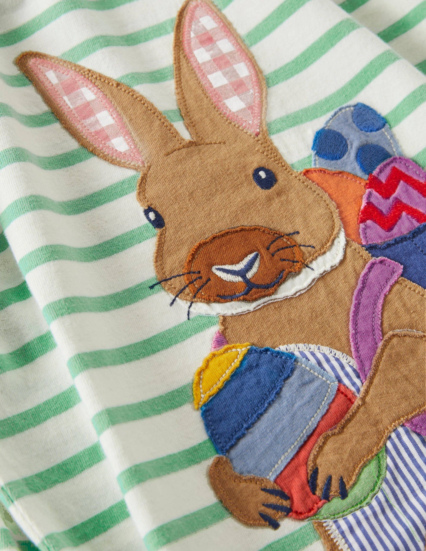 Easter Appliqué T-shirt-Ivory/Aloe Green Bunny