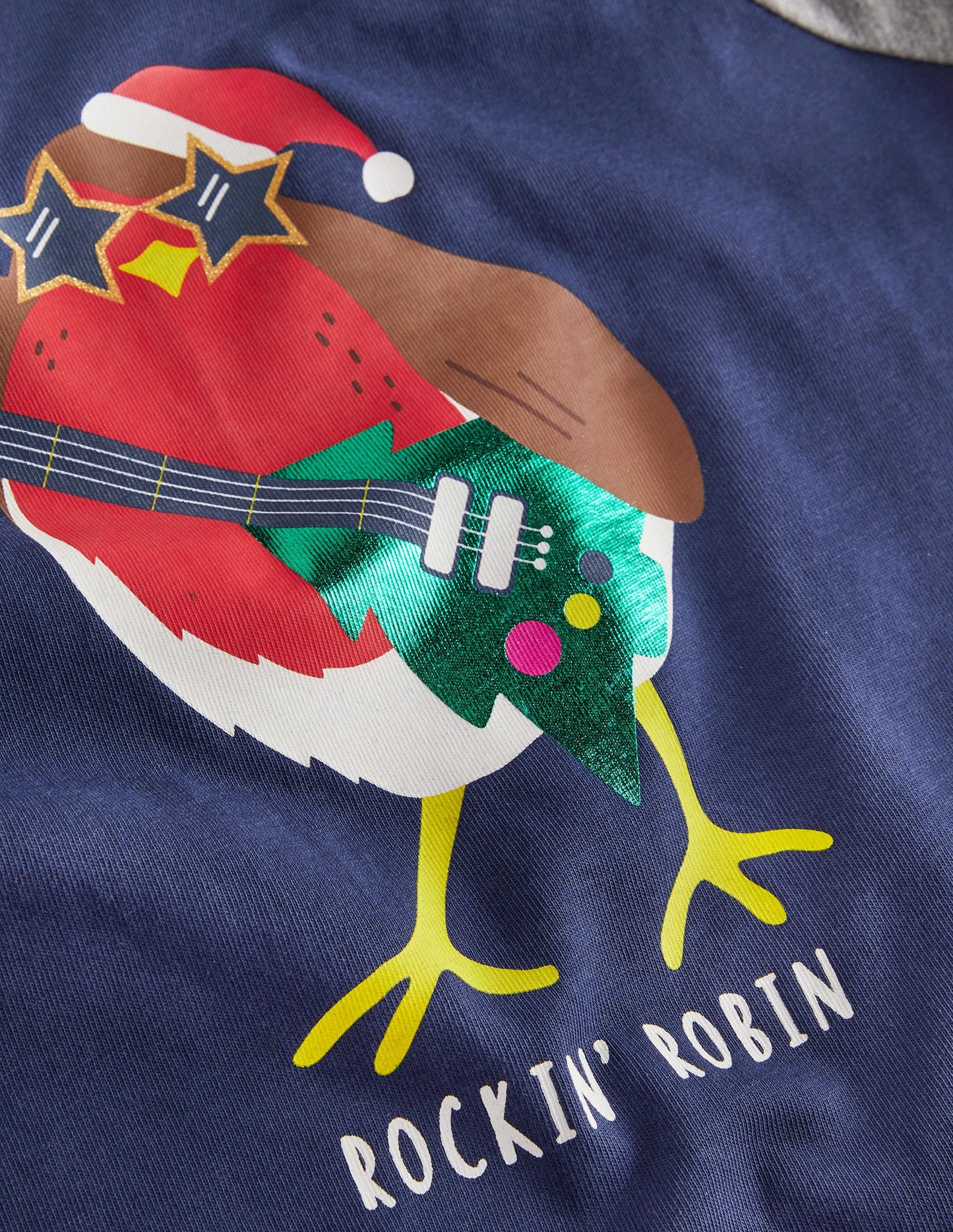 Festive Raglan T-shirt-College Navy Rockin' Robin