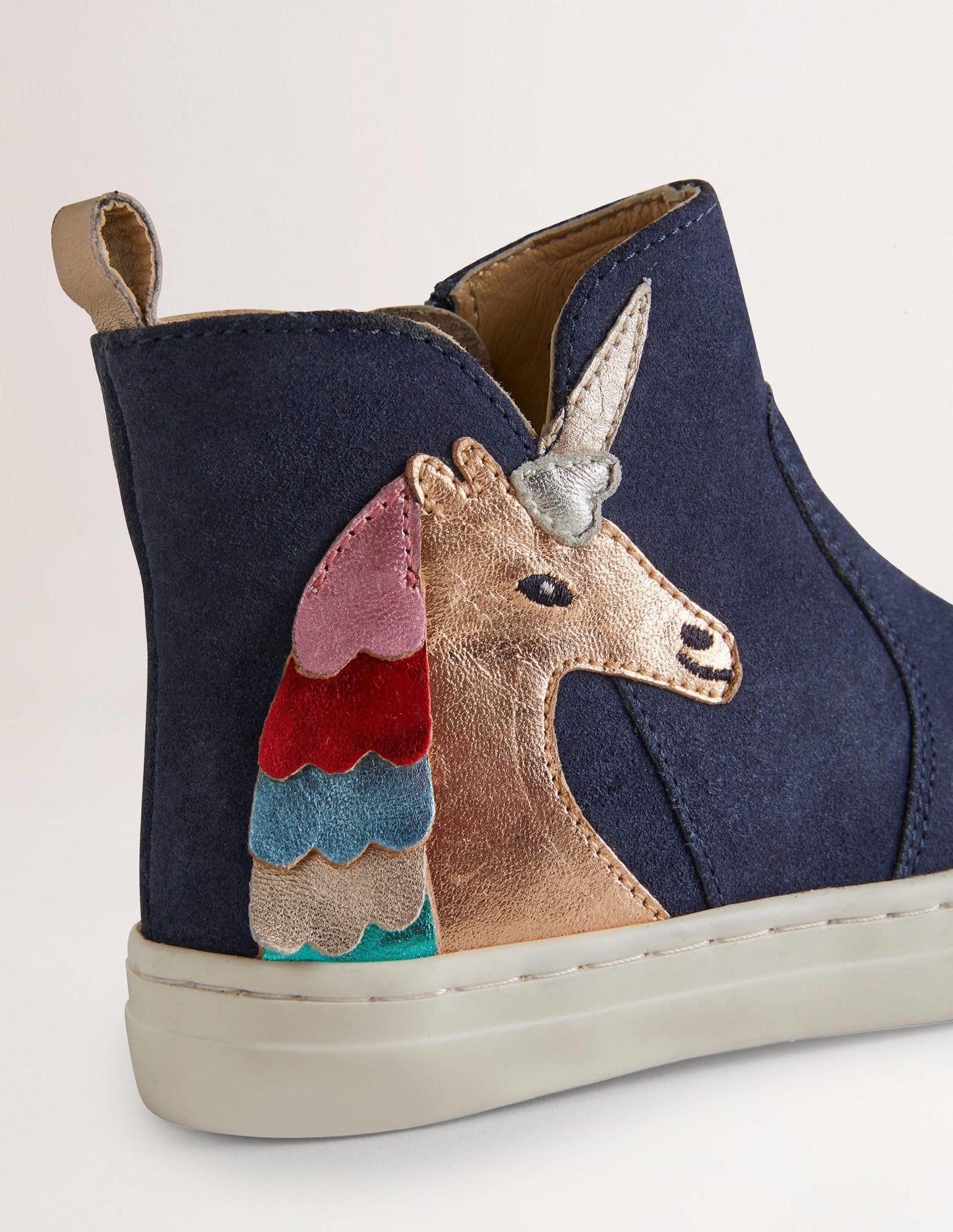 Blue Suede Unicorn Appliqué Boots-Multi Unicorn