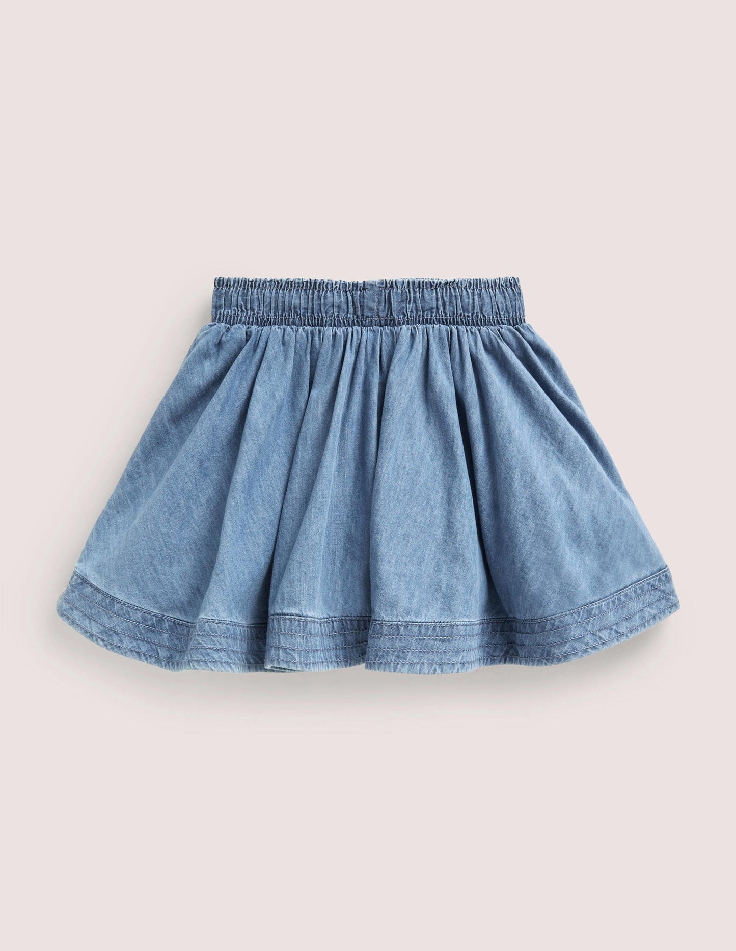 Woven Twirly Skirt-Light Vintage Denim