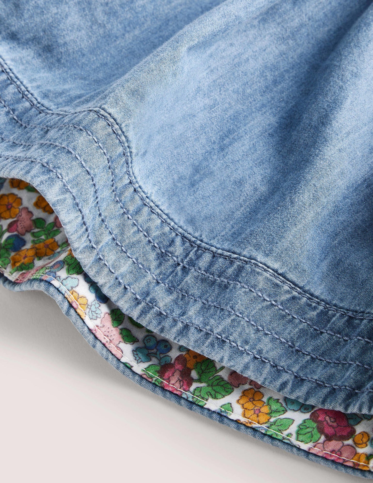 Woven Twirly Skirt-Light Vintage Denim