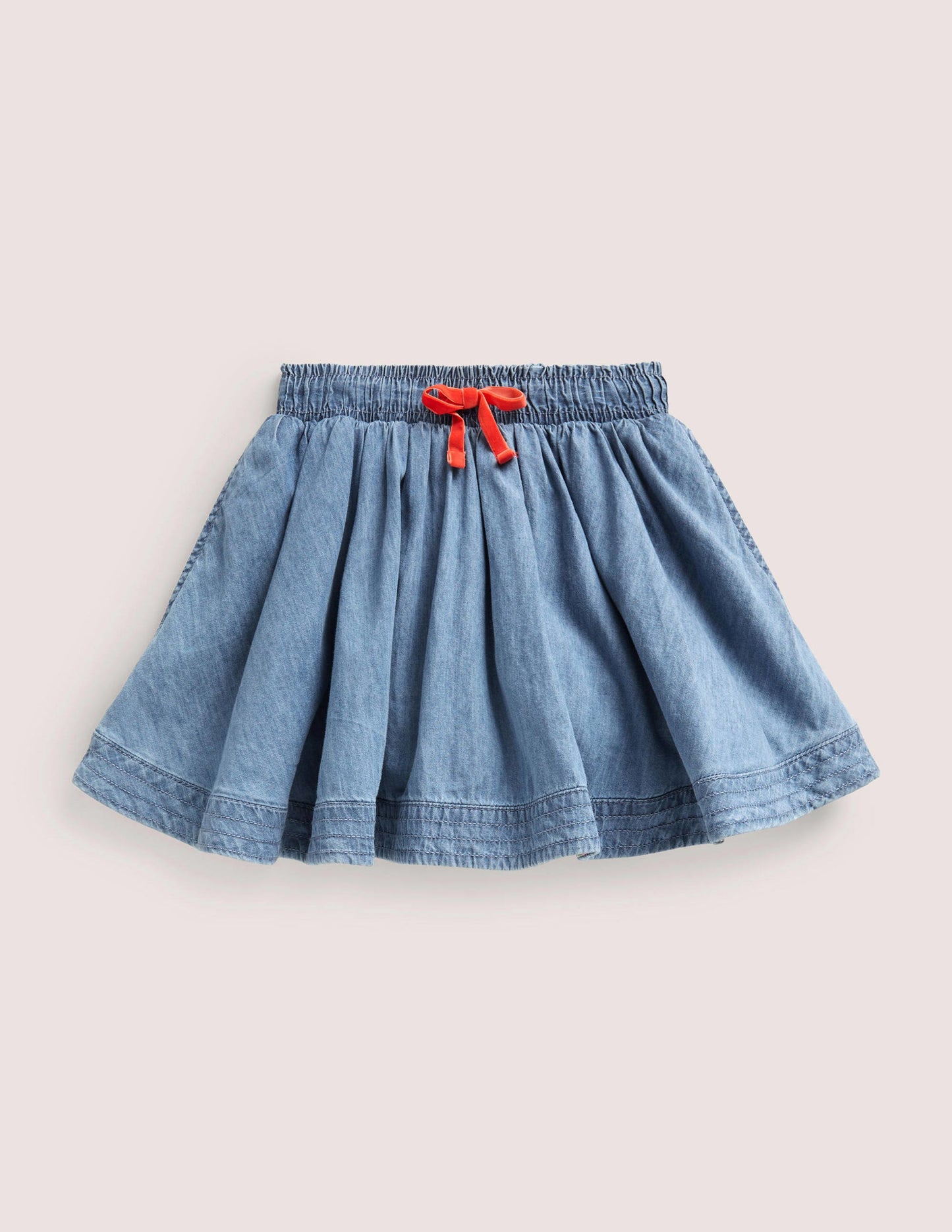 Woven Twirly Skirt-Light Vintage Denim