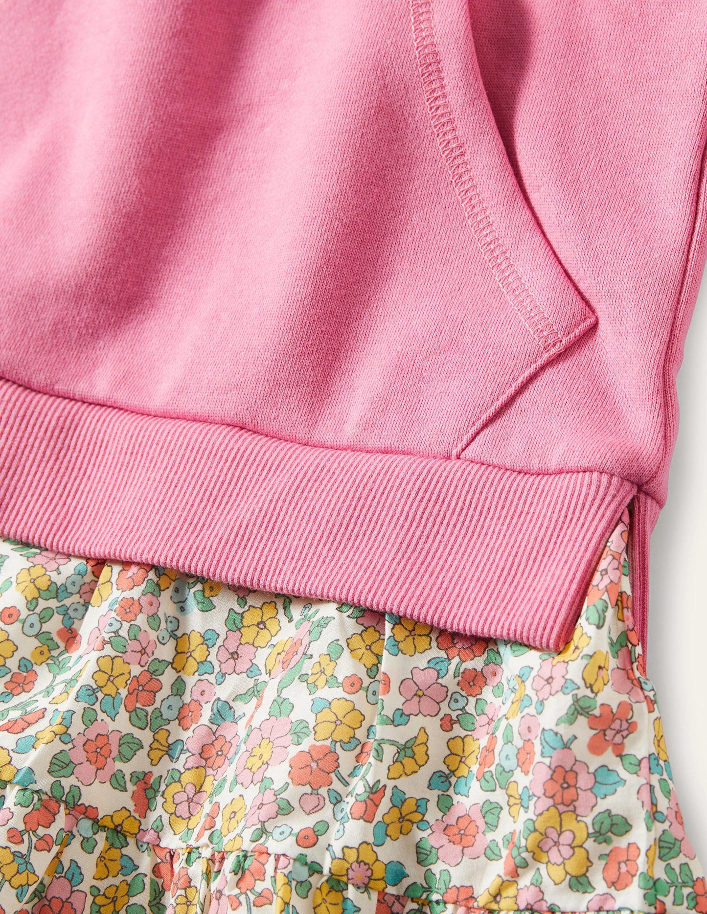 Cosy Hooded Sweat Dress-Pink Ditsy Floral