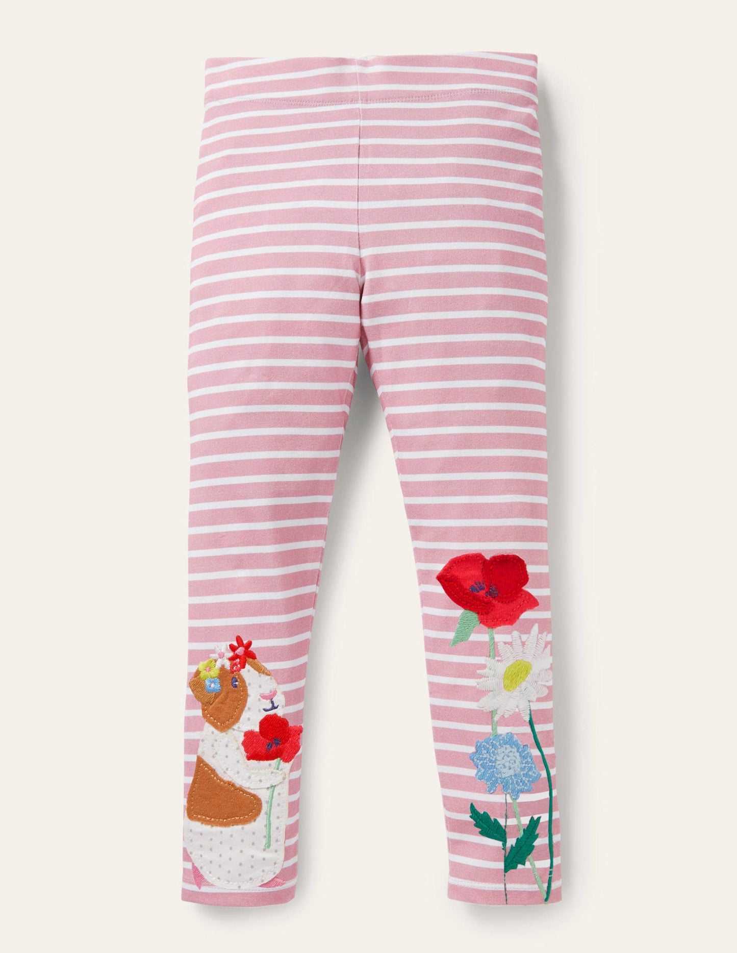 Pink Stripe Guinea Pig Print Leggings-Formica Pink/Ivory Guinea Pig