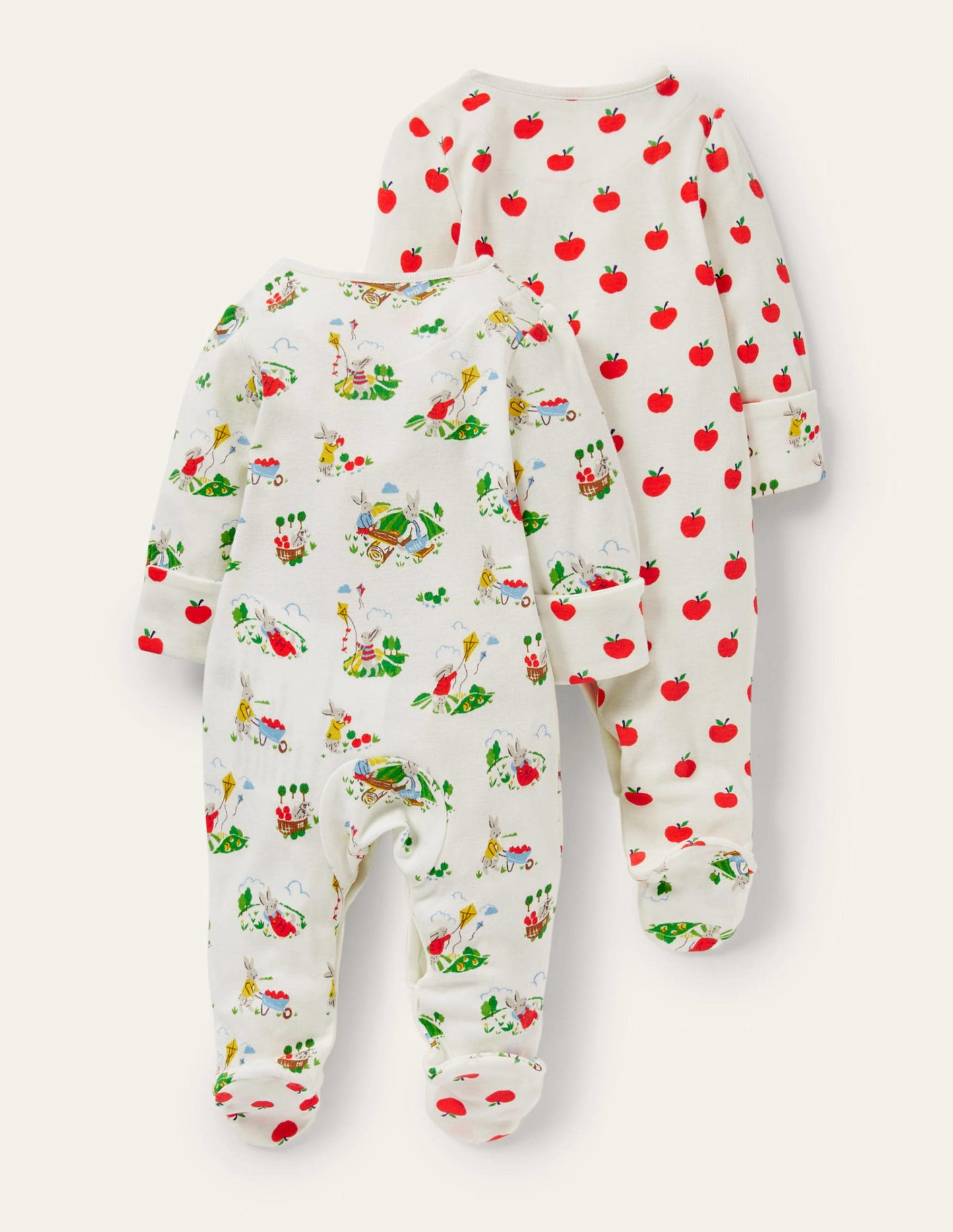 GOTS Organic 2 Pack Sleepsuit-Ivory Daydreaming Bunny