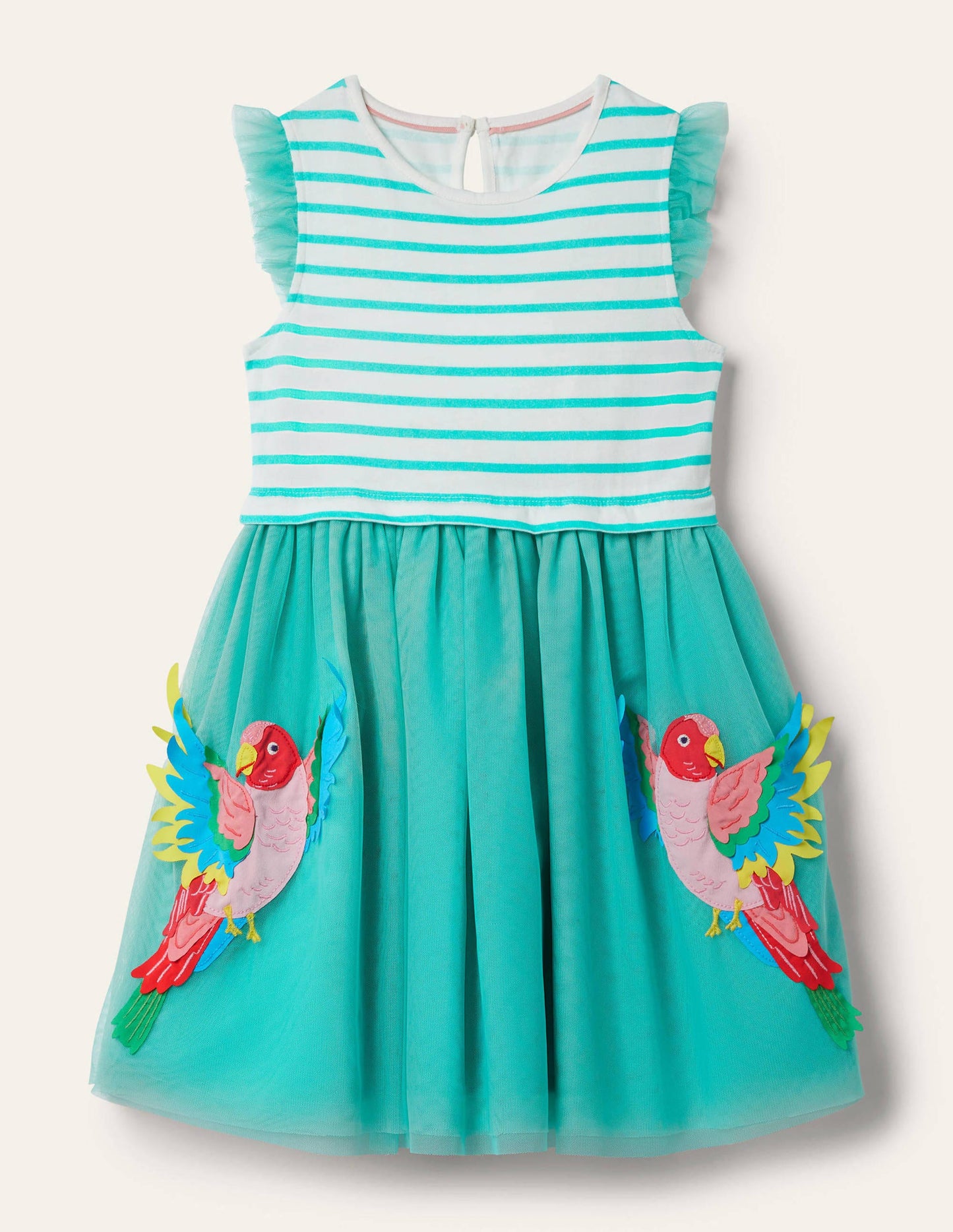 Tulle Dress-Turquoise Parrots