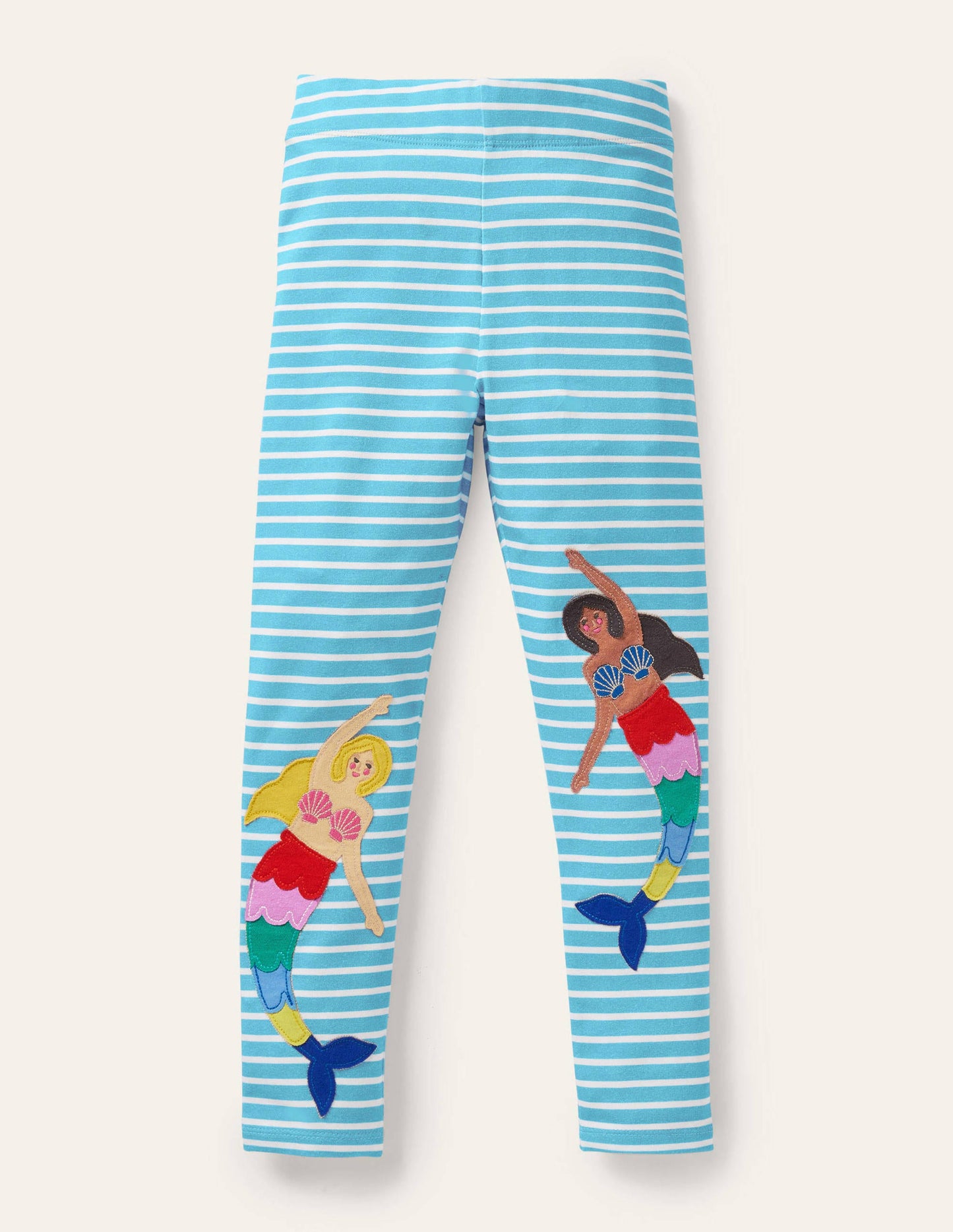 Fun Appliqué Leggings-Aqua/Ivory Mermaids