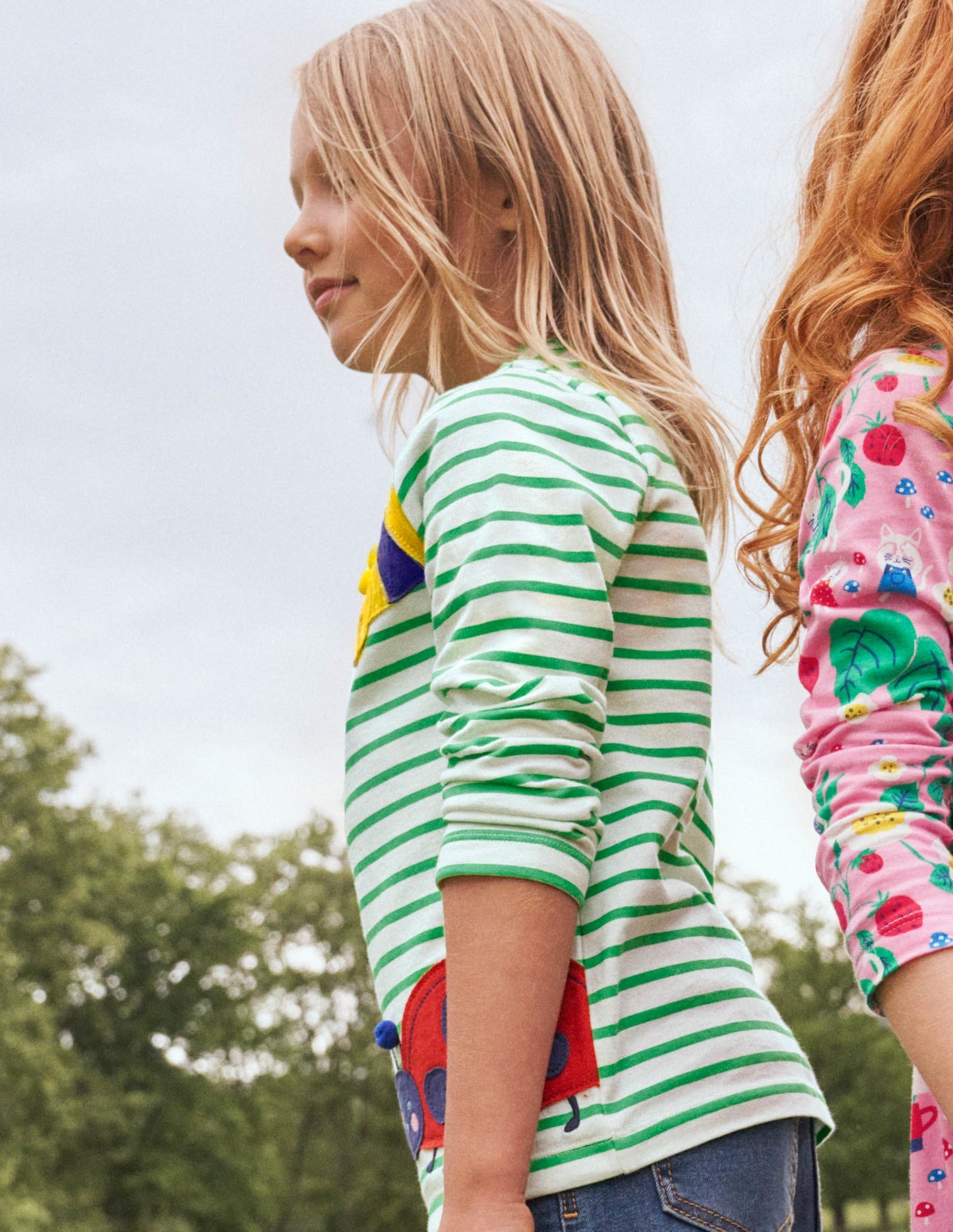 Big Appliqué T-shirt-Ivory/Aloe Green Bugs