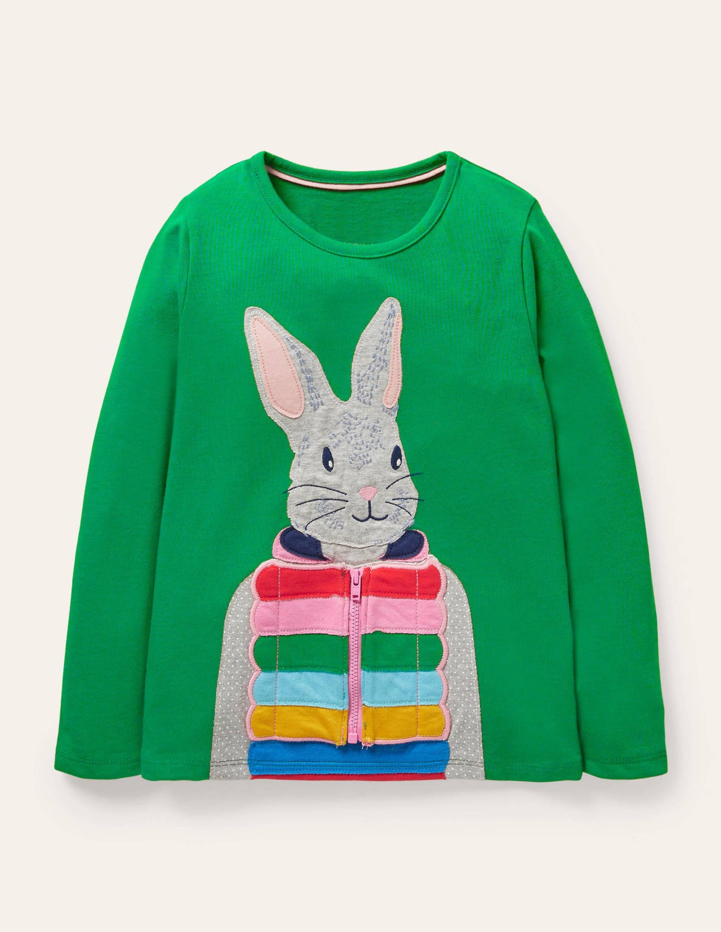 Zip Detail T-shirt-Green Pepper Bunny