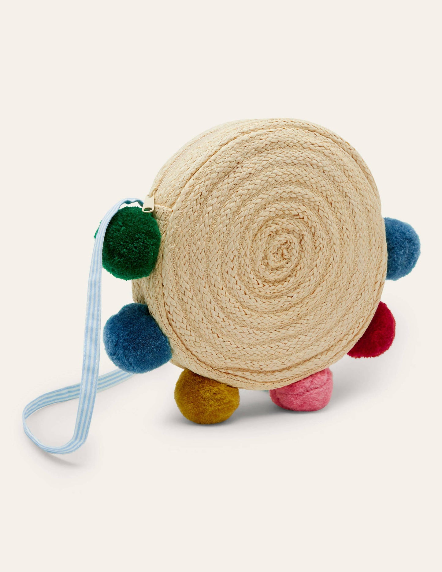 Straw Bag-Rainbow Poms