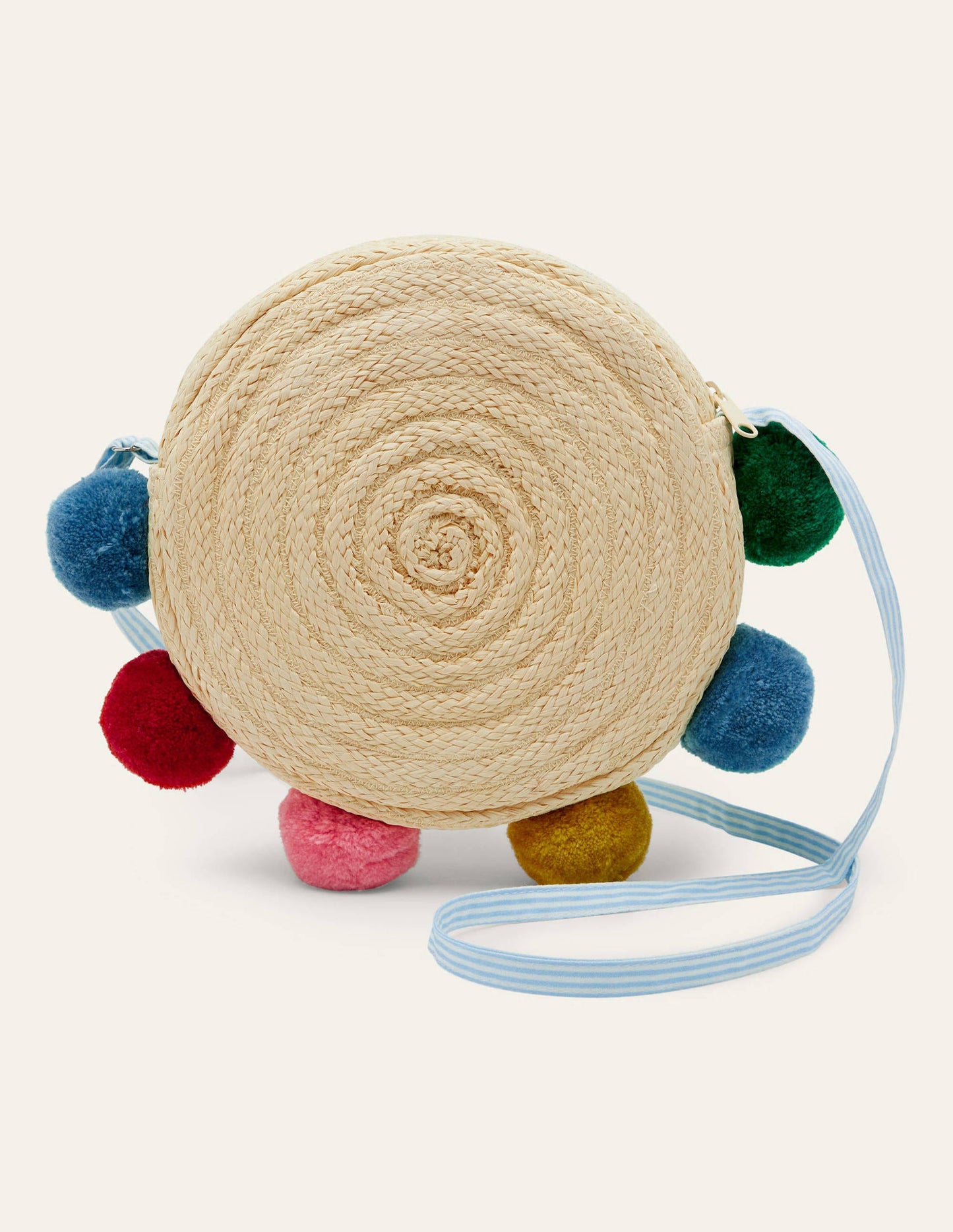 Straw Bag-Rainbow Poms