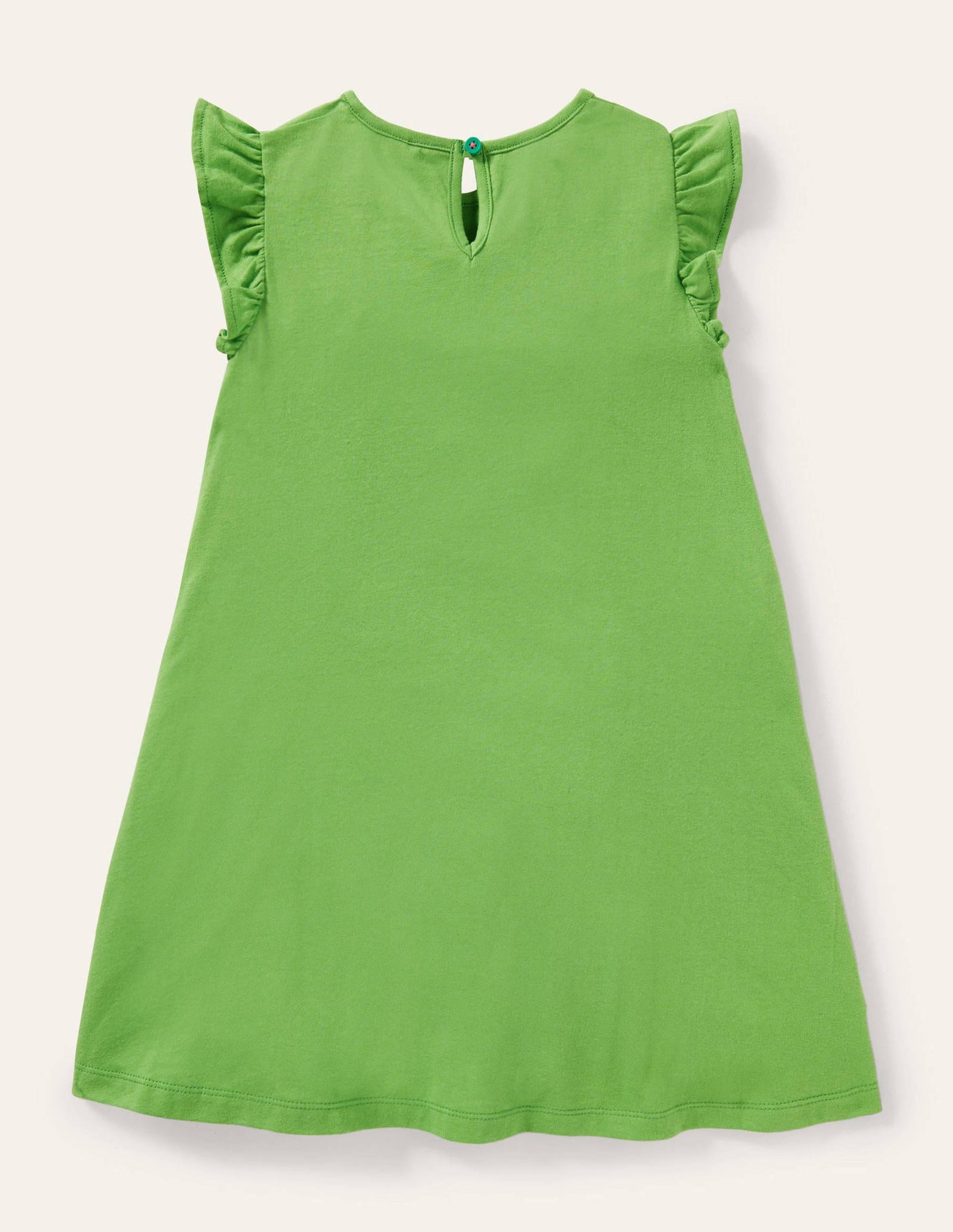 Frill Sleeve Appliqué Dress-Greenfinch Elephant