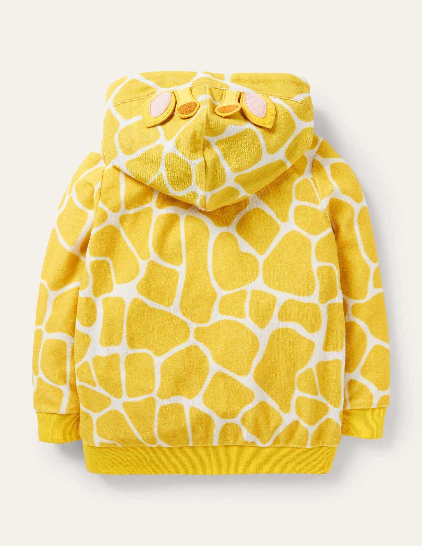 Novelty Towelling Hoodie-Daffodil Yellow Giraffe