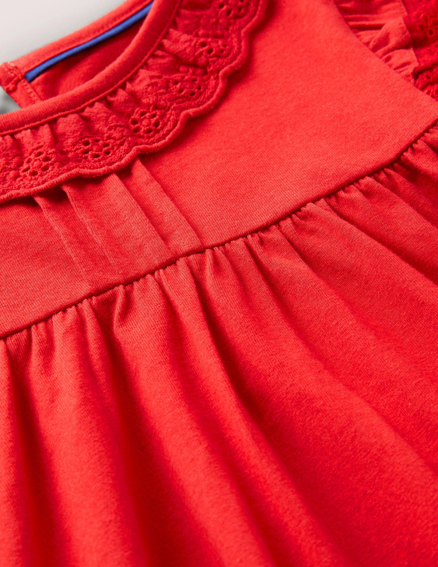 Broderie Frill Dress-Rockabilly Red