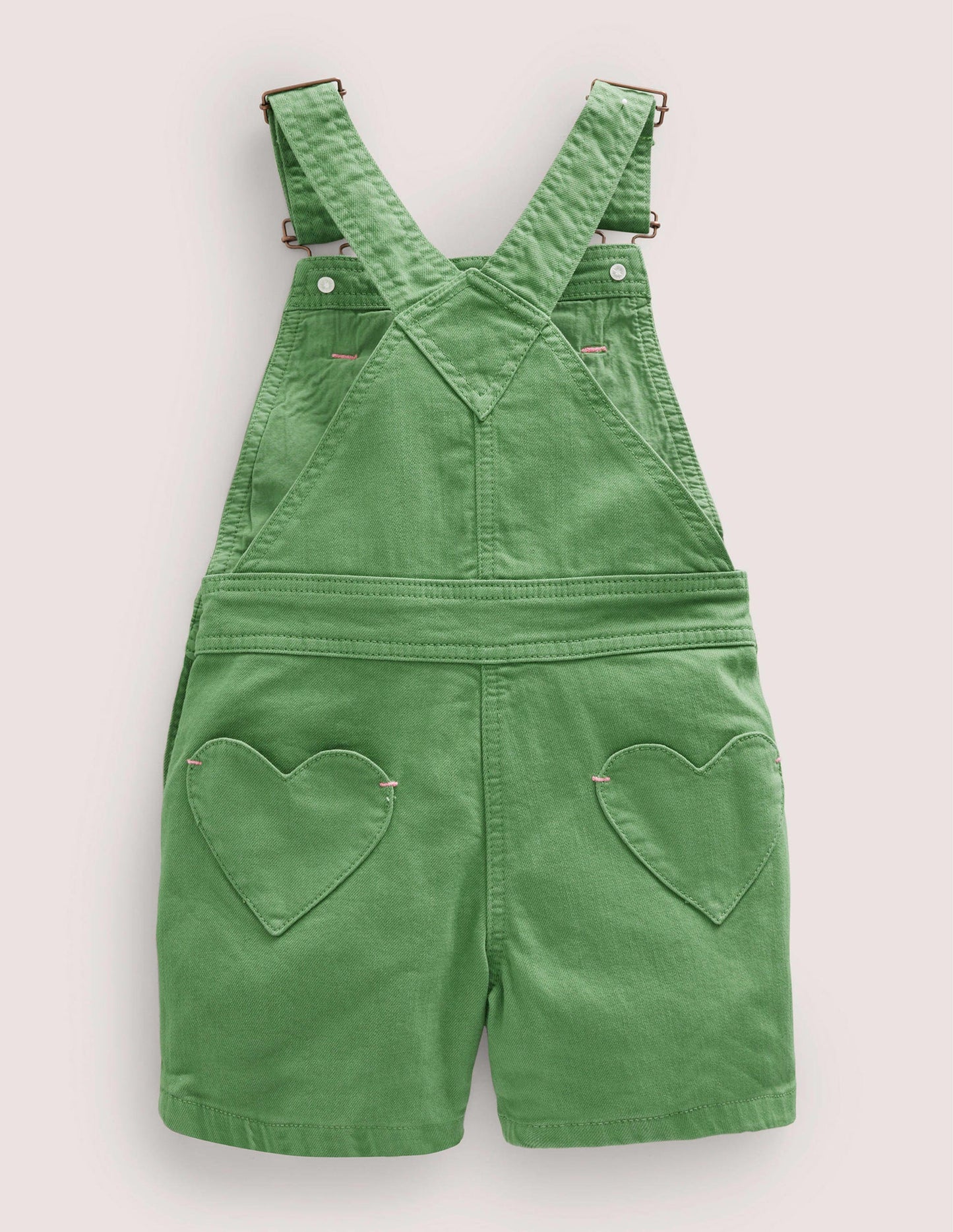 Heart Pocket Short Dungarees-Safari Green