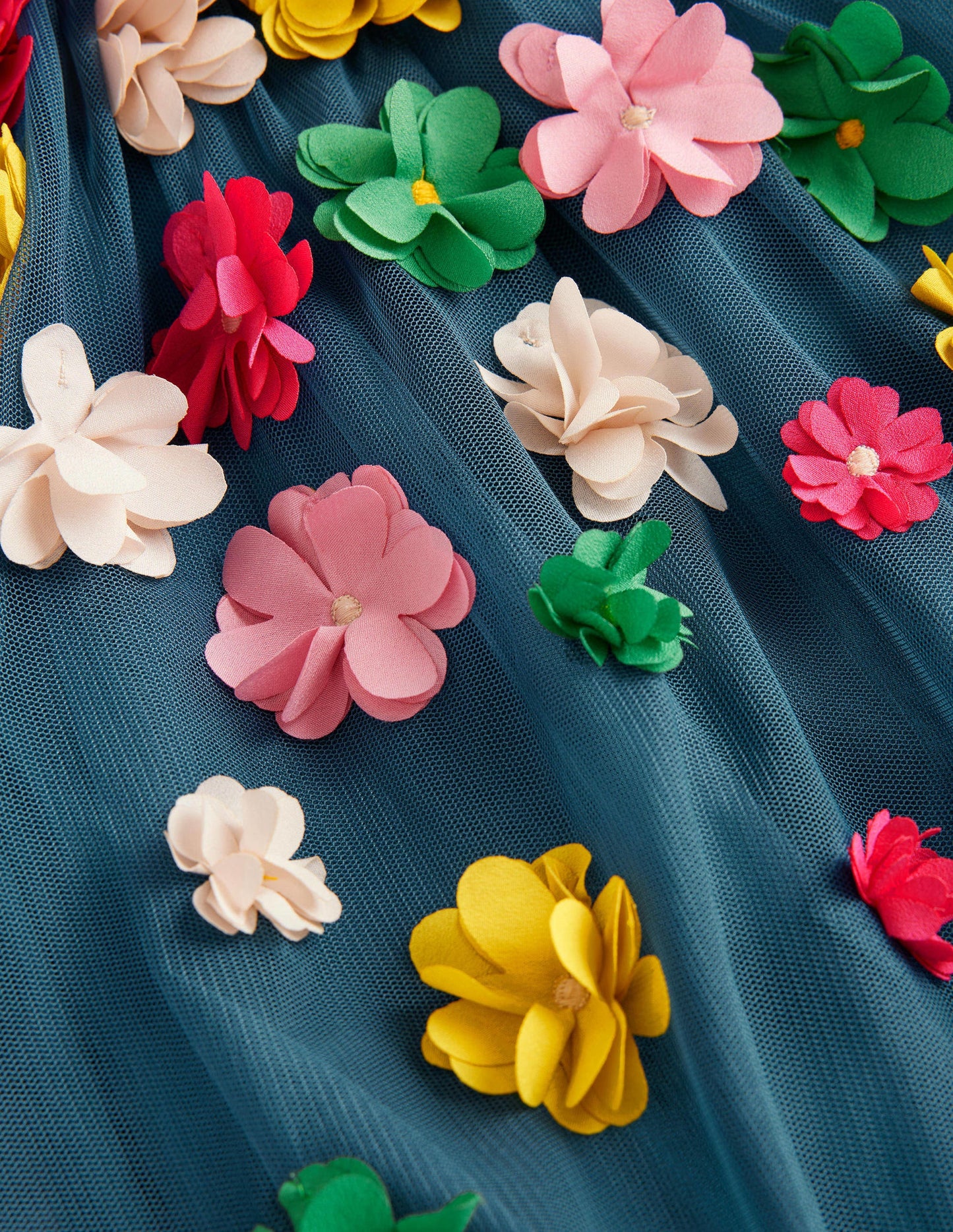 A line Flutter Flower Dress-Baltic Blue