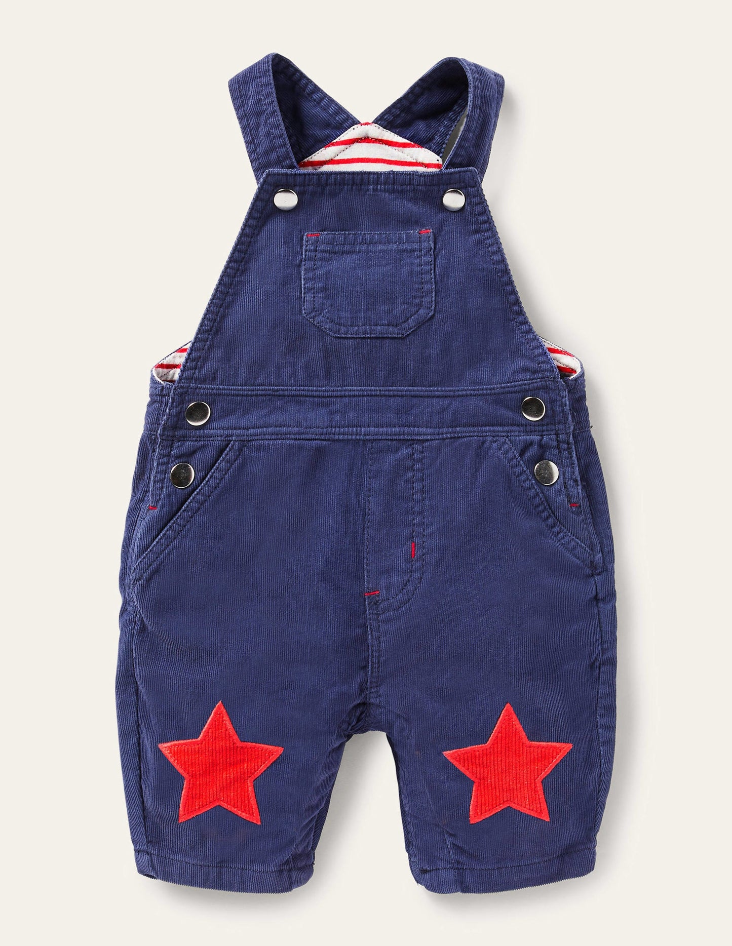 Jersey-lined Cord Dungarees-Starboard Blue
