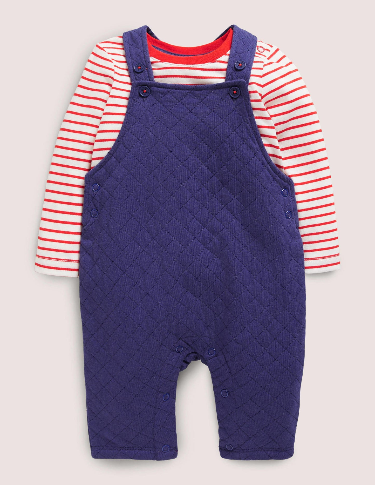 Quilted Dungaree Set-Starboard Blue