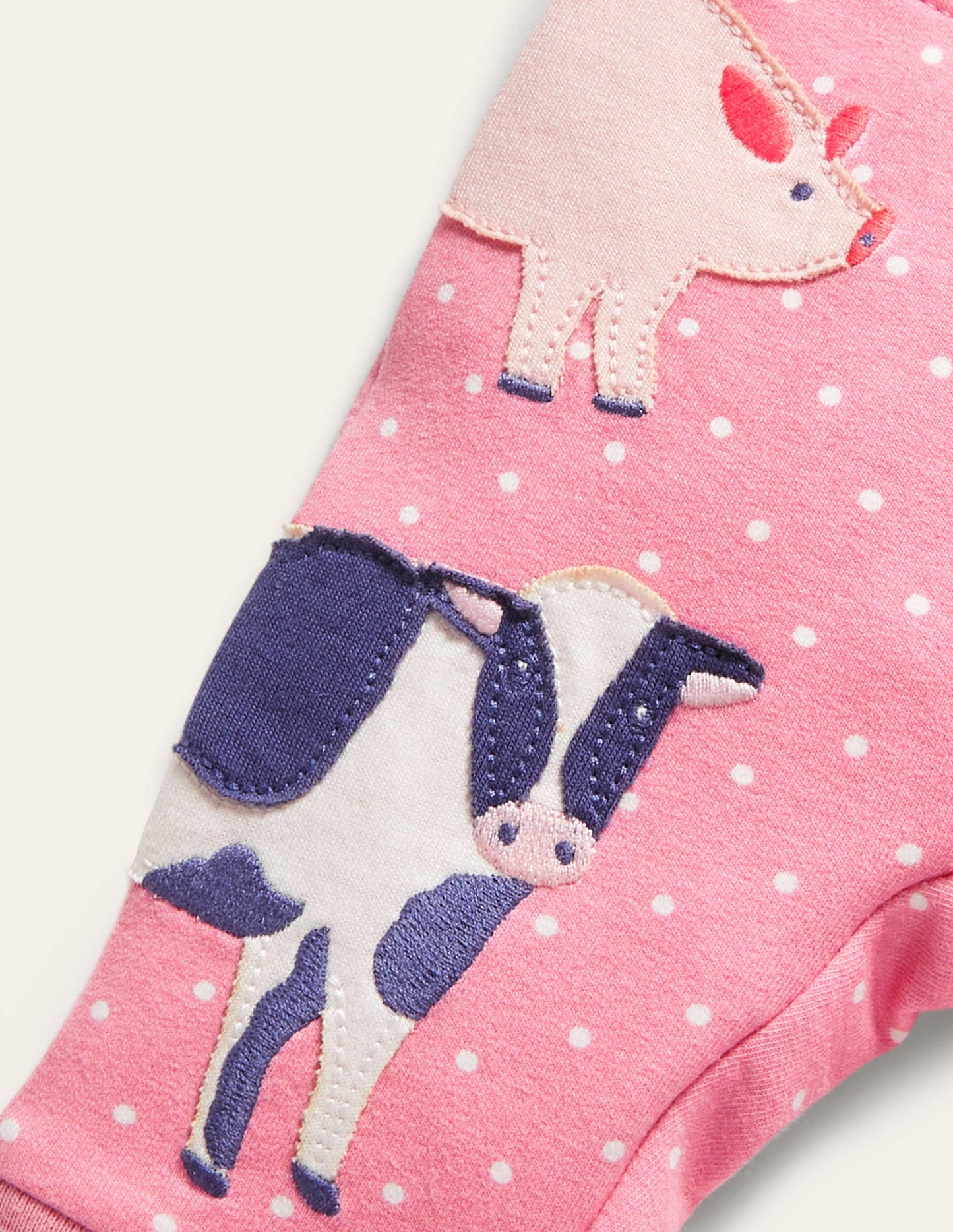 Appliqué Jersey Trousers-Bright Petal Pin Spot Animals