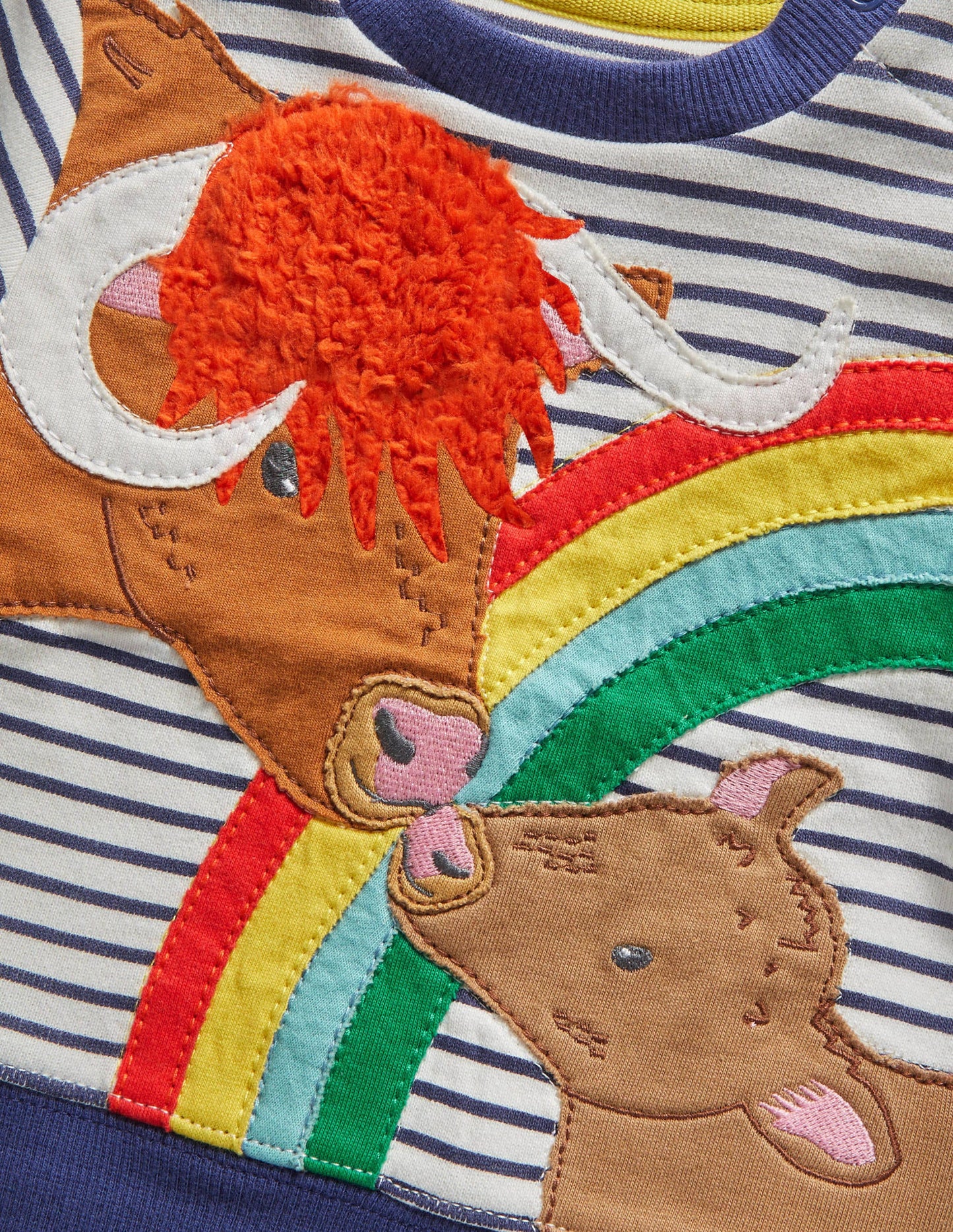 Appliqué Sweatshirt-Ivory/Starboard Blue Cows