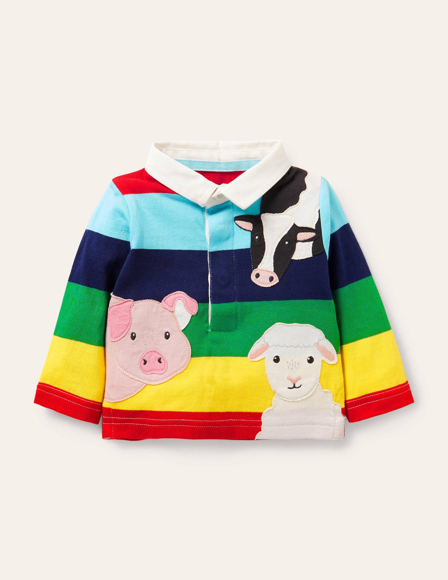 Appliqué Rugby T-shirt-Multi Rainbow