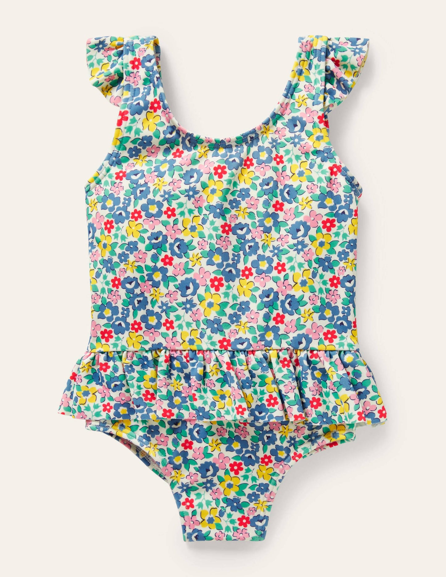 Pretty Frill Waist Swimsuit-Multi Spring Floral