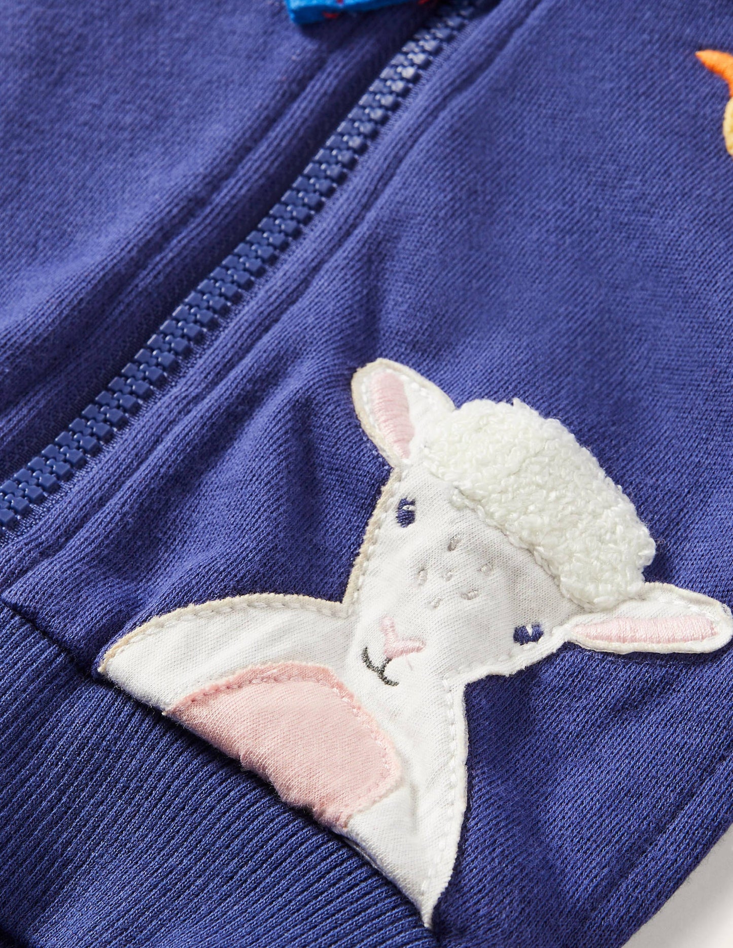Appliqué Hoodie-Blue Peeping Animals