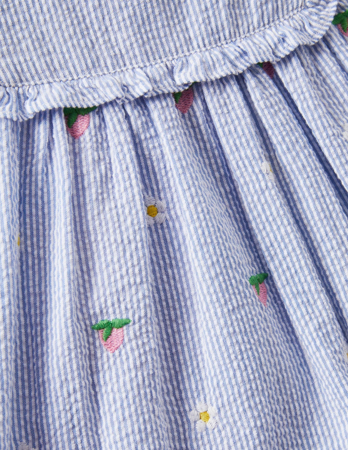 Embroidered Woven Pinnie-Multi Blue Floral