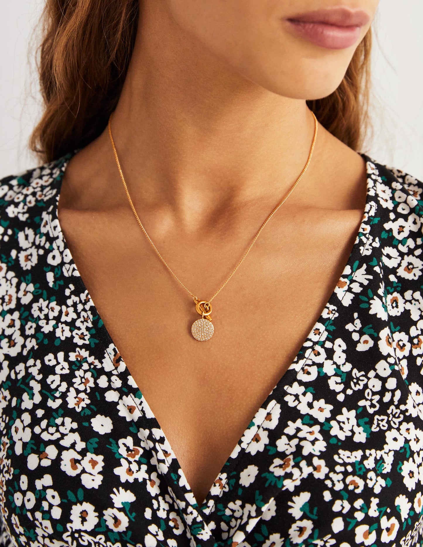 Pavé Pendant Necklace-Gold