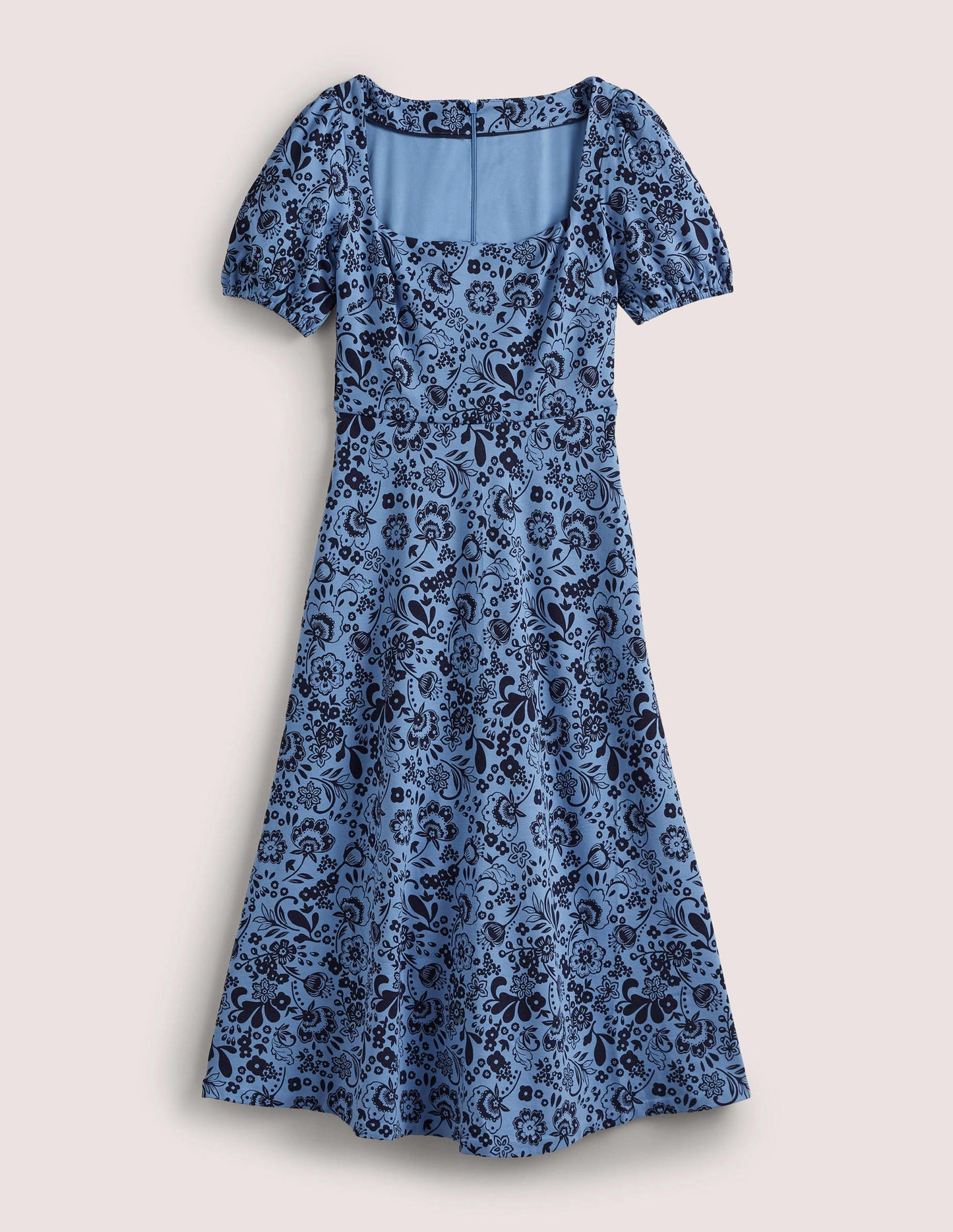 Short Sleeve Jersey Midi Dress-Riviera Blue, Pretty Paradise