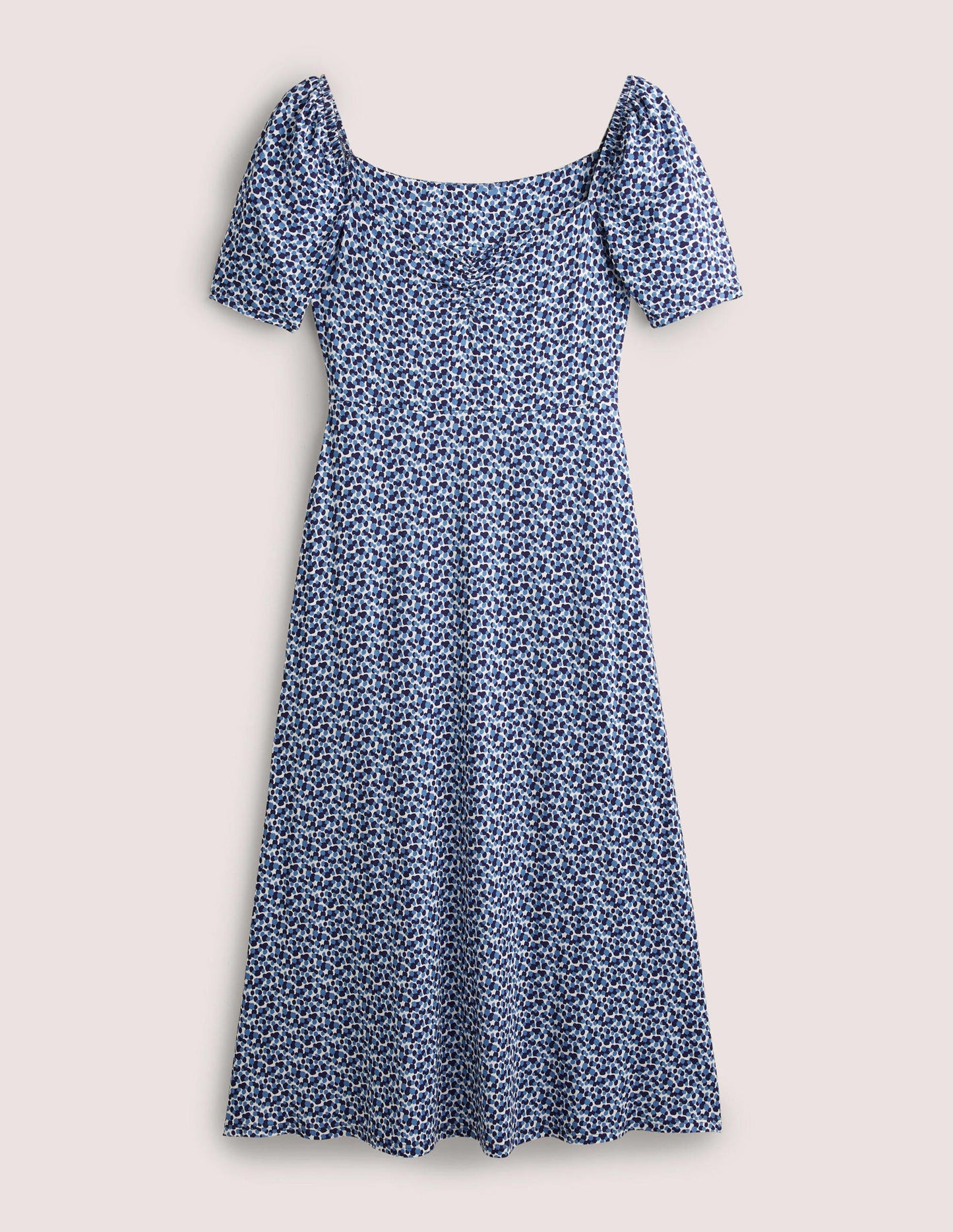 Sweetheart Jersey Midi Dress-Riviera Blue, Animal Pop