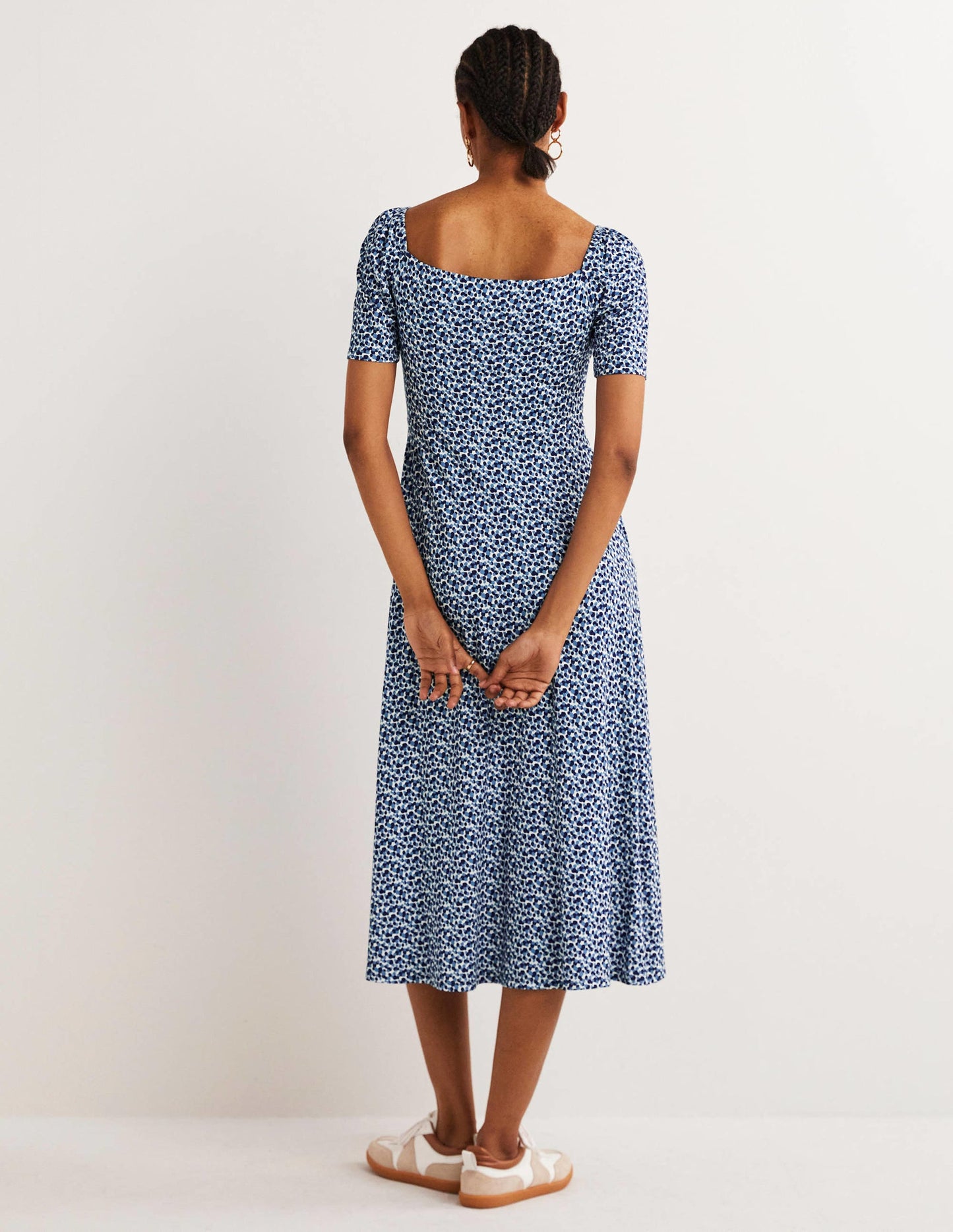 Sweetheart Jersey Midi Dress-Riviera Blue, Animal Pop