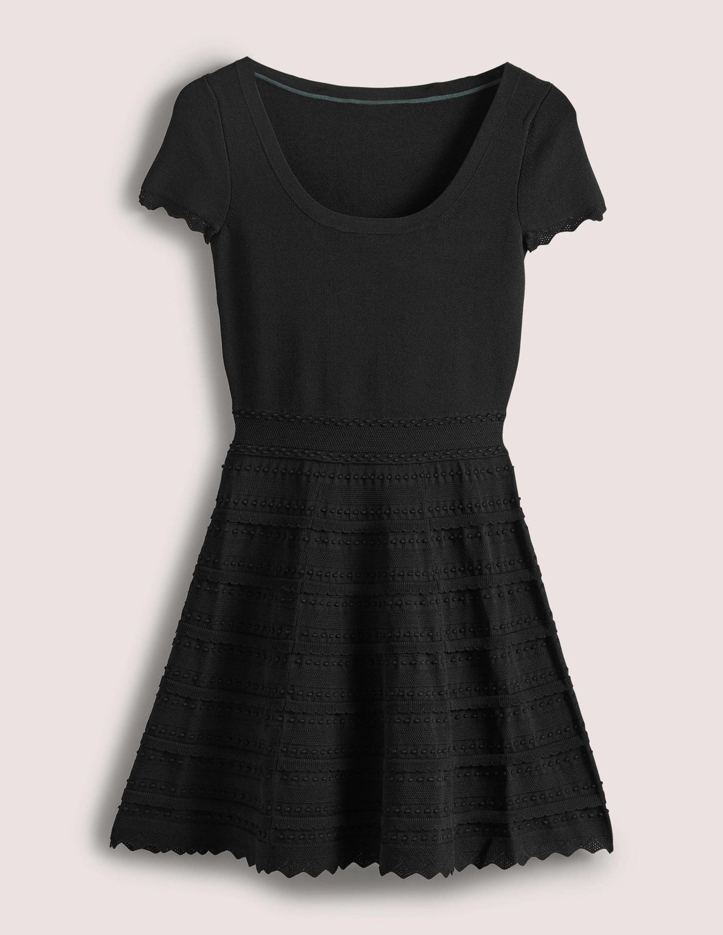 Detail Knitted Mini Dress-Black
