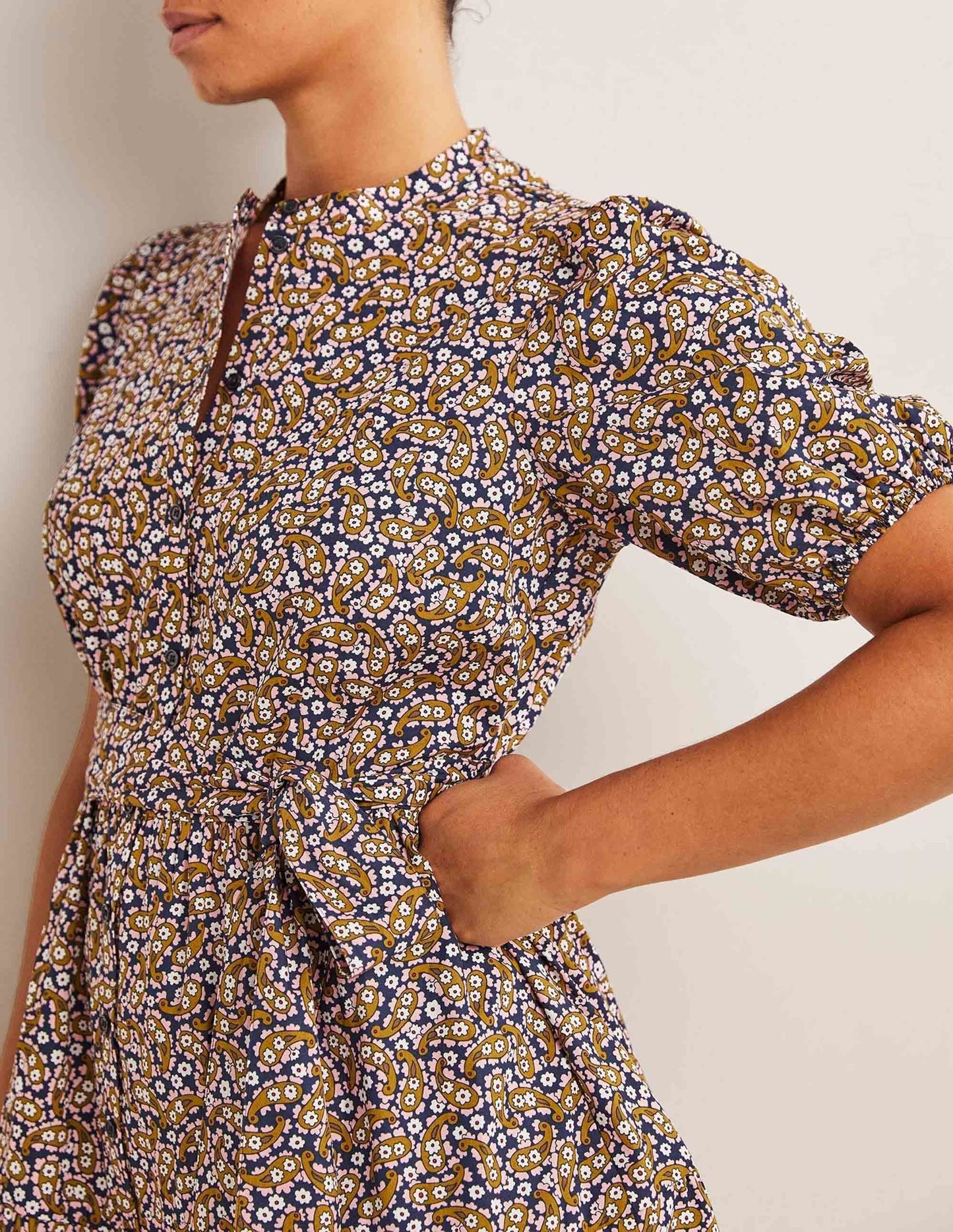 Tiered Shirt Dress-Citronelle, Petal Paisley