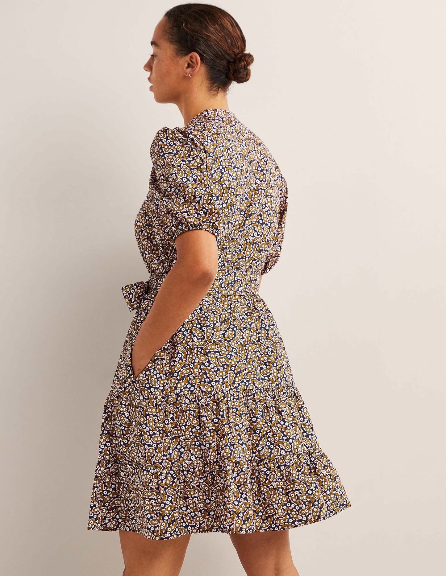 Tiered Shirt Dress-Citronelle, Petal Paisley