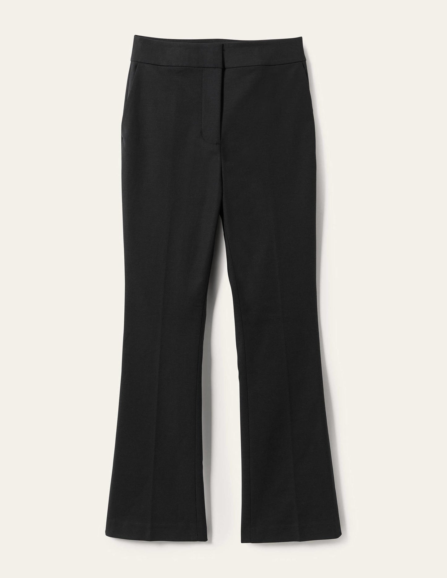 Cropped Flare Trousers-Black