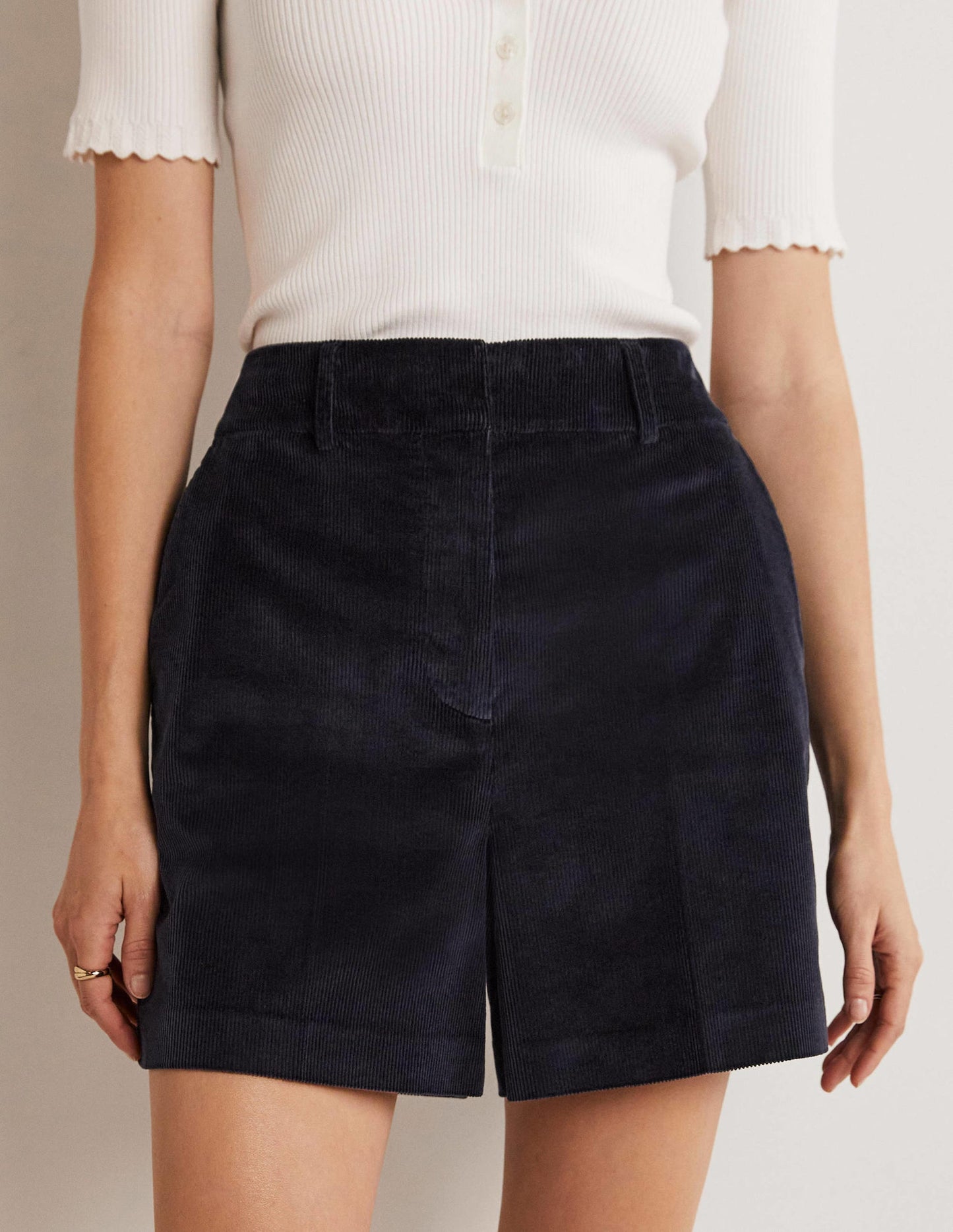 High Waist Shorts-Navy