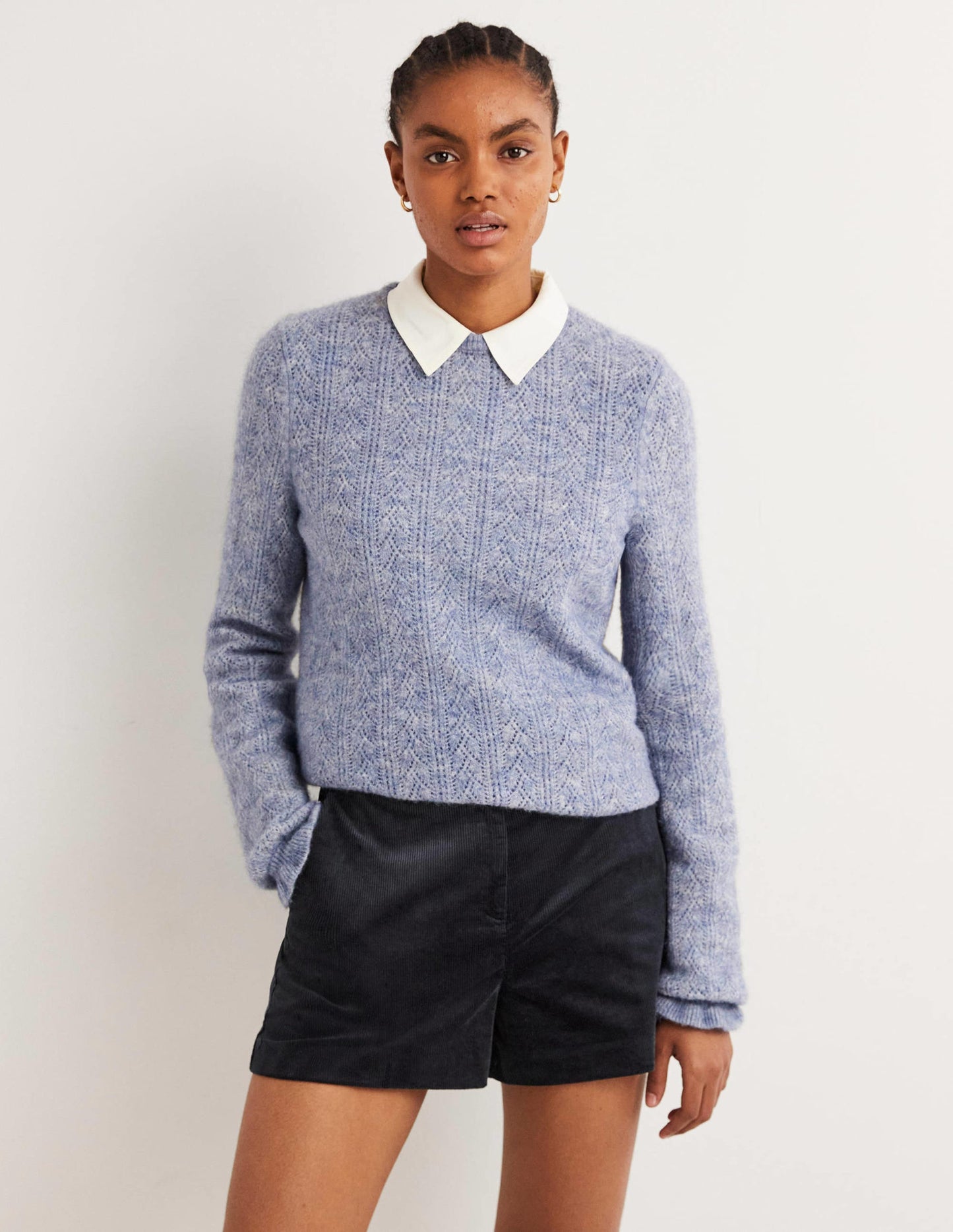 High Waist Shorts-Navy